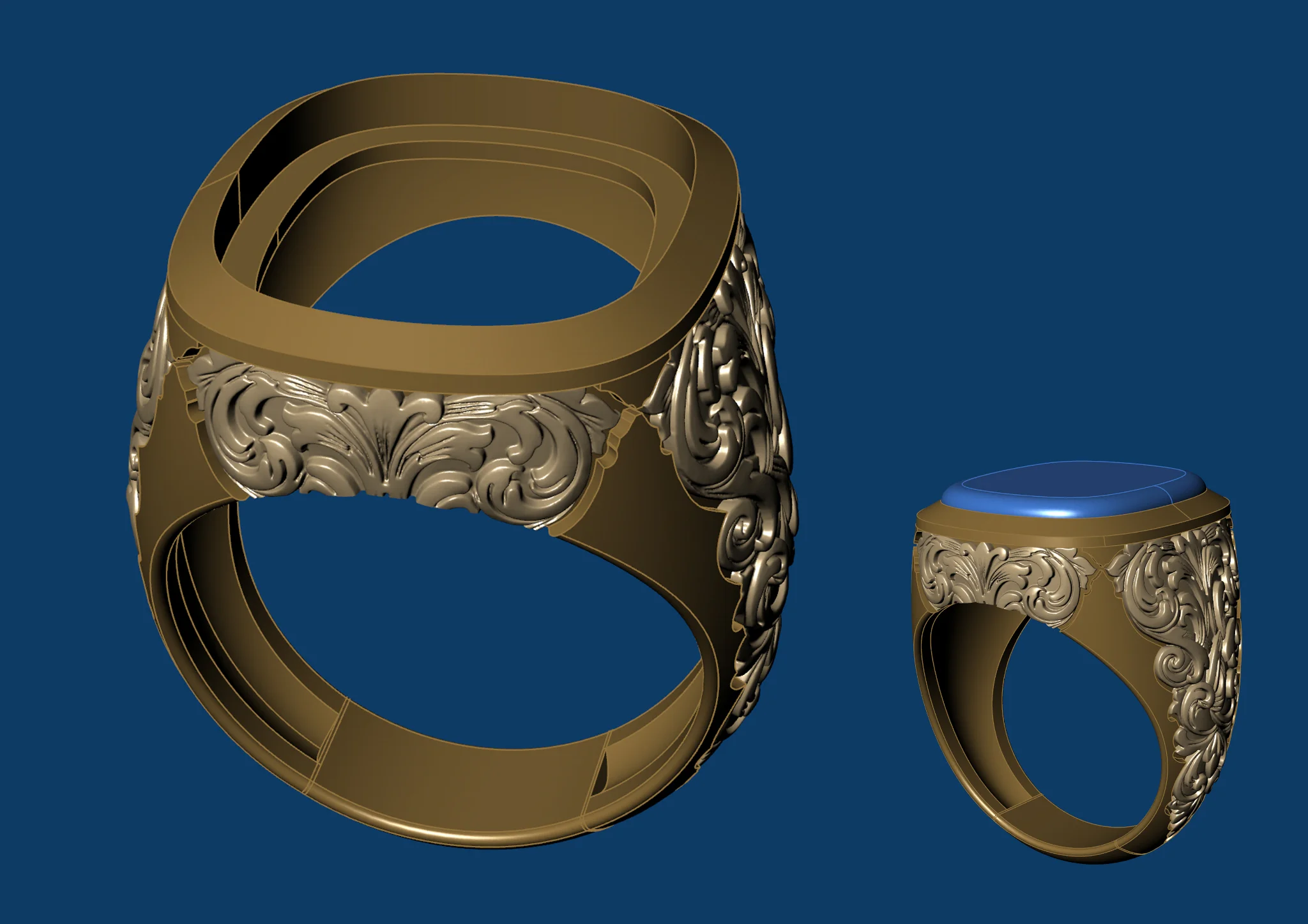 Mens Engraved Ring ZBrush 3D Printable — view 7