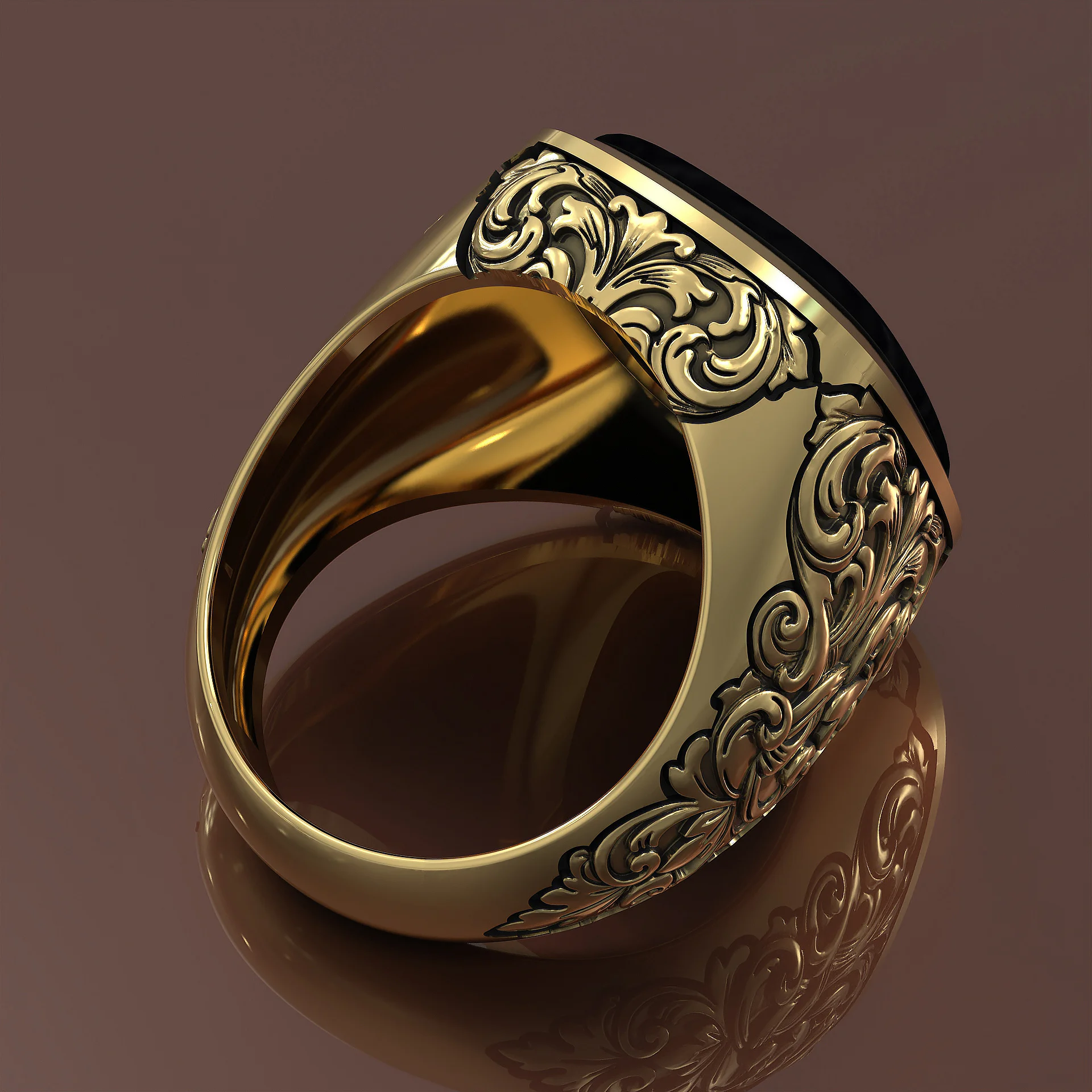 Mens Engraved Ring ZBrush 3D Printable — view 2