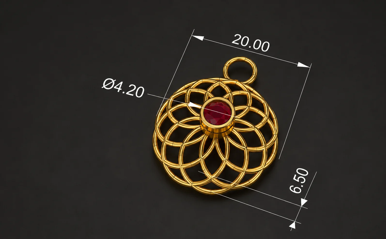 mandala pendant with bezel necklace — view 2