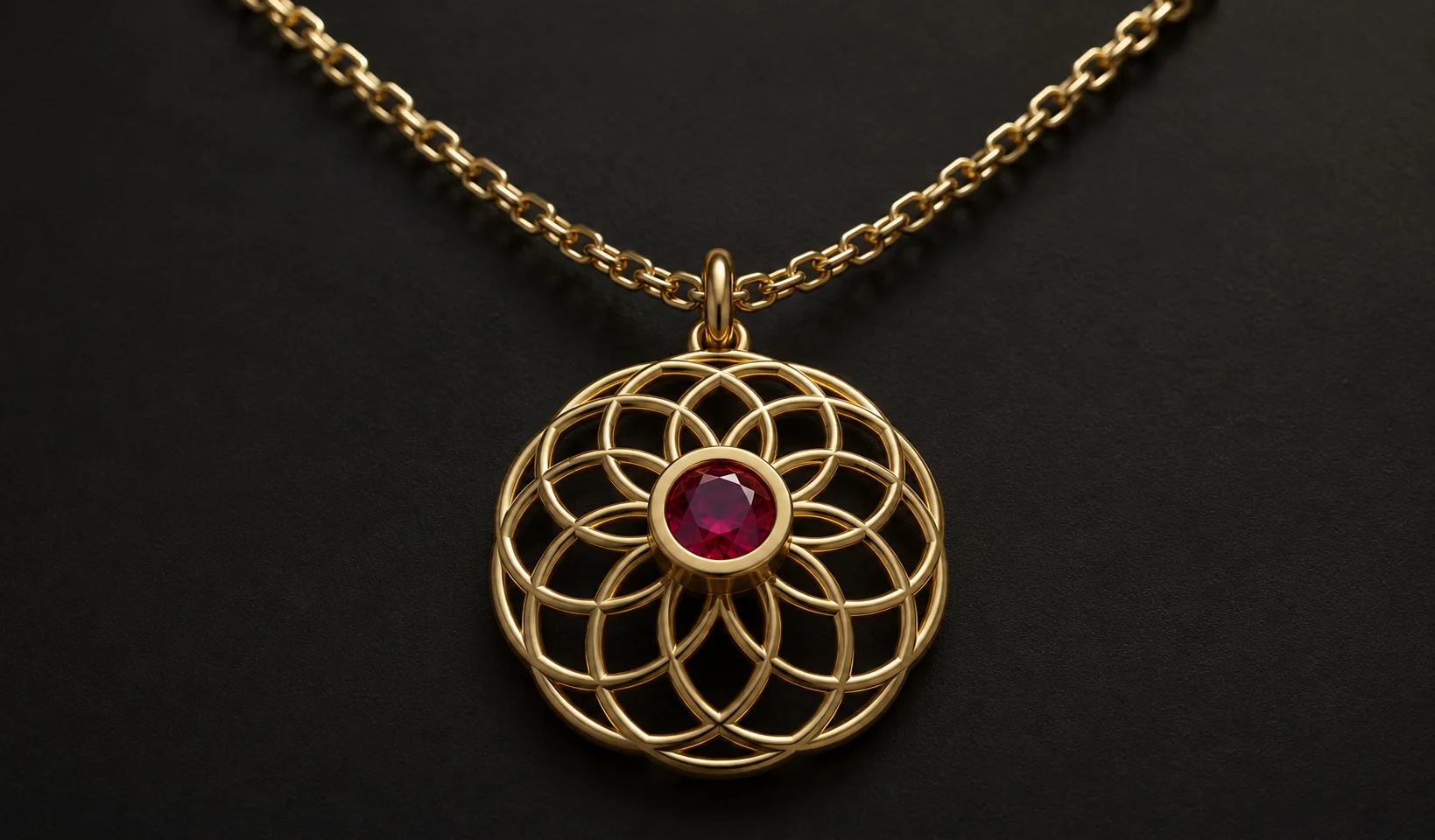 mandala pendant with bezel necklace