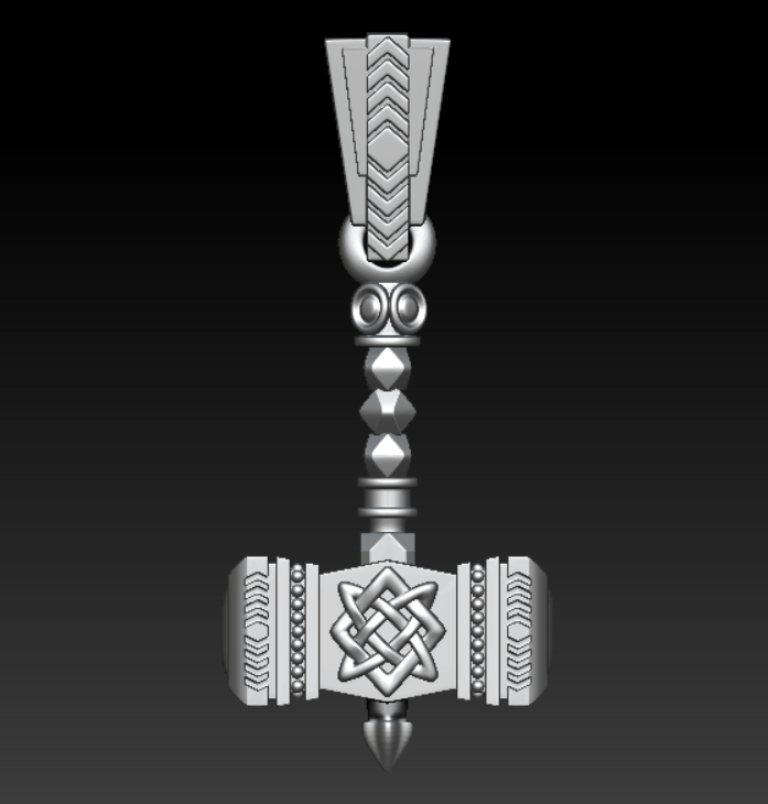 Mjolnir Knotwork and Chevron Pattern Pendant — view 2
