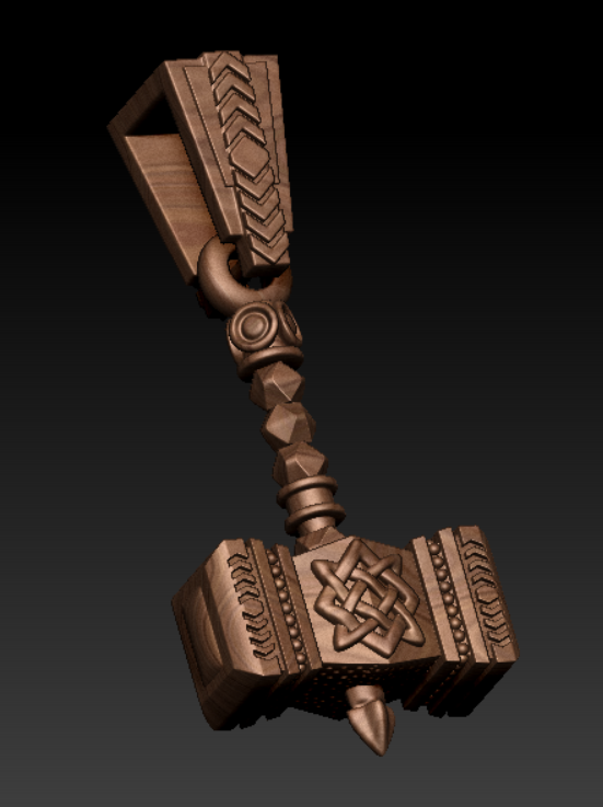 Mjolnir Knotwork and Chevron Pattern Pendant — view 7