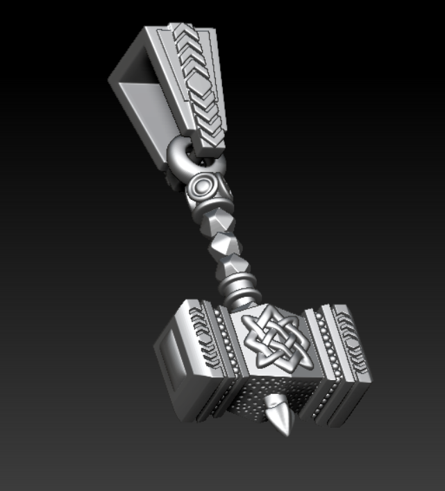 Mjolnir Knotwork and Chevron Pattern Pendant
