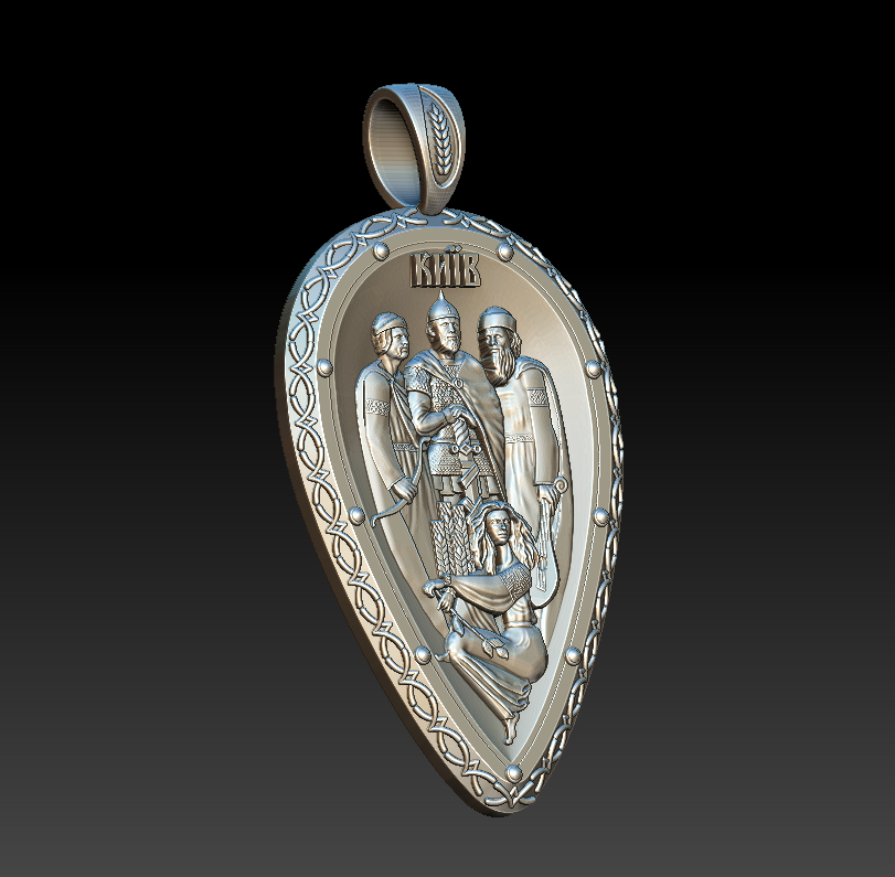 Teardrop Shield Kyiv Founders Pendant — view 3