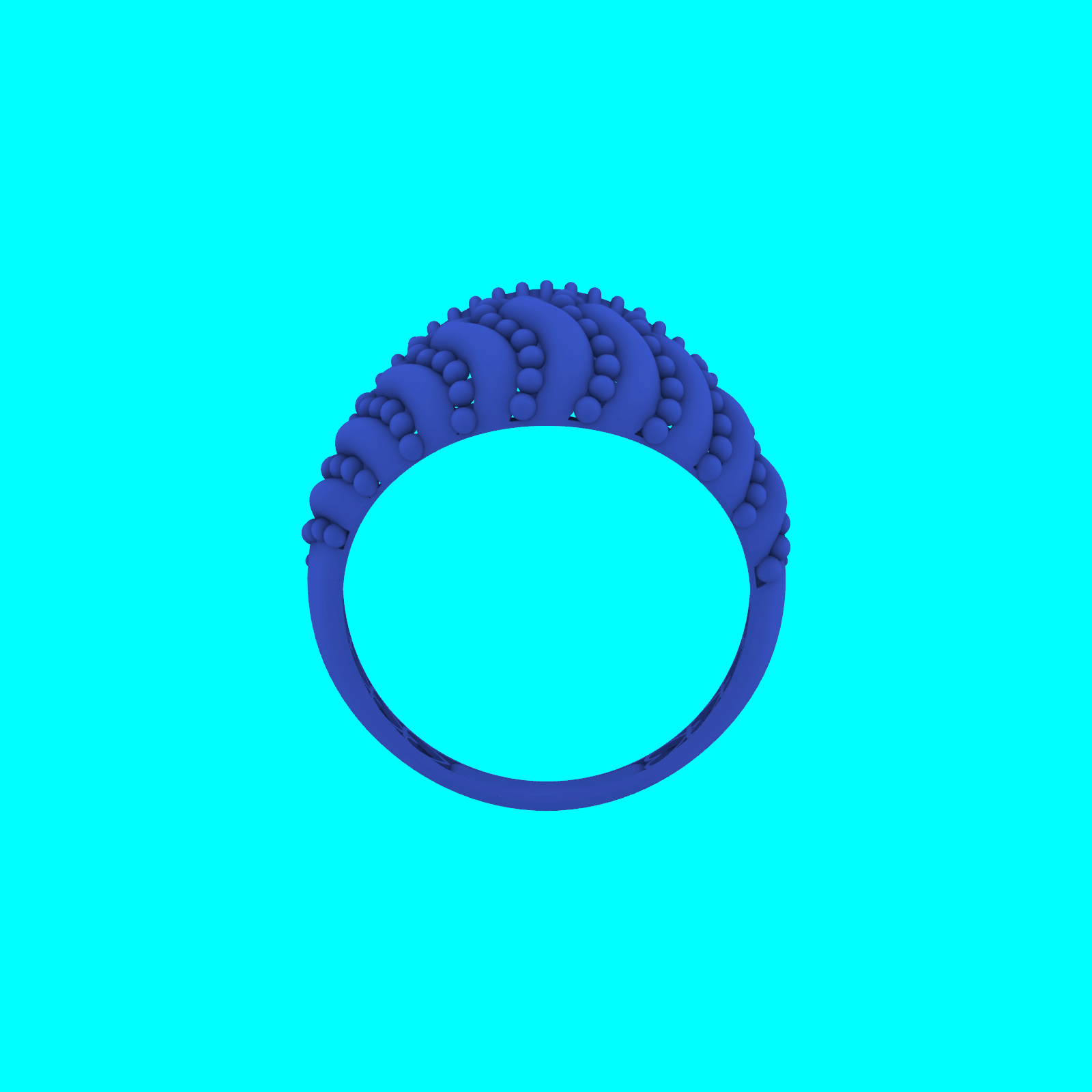 Wide Dome Ribbed Wavy Beaded Ring — view 3