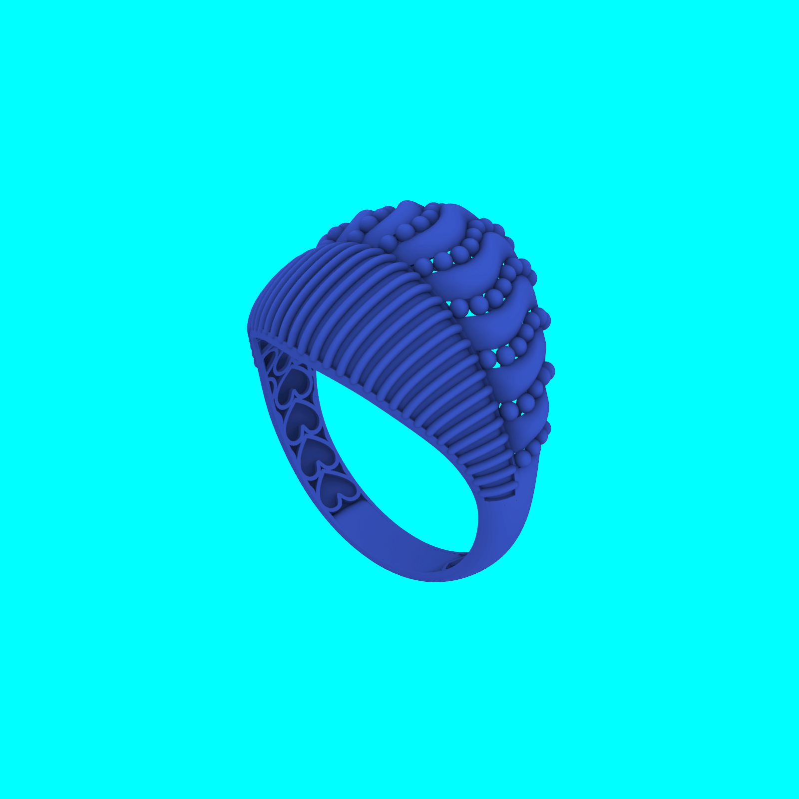 Wide Dome Ribbed Wavy Beaded Ring — view 8