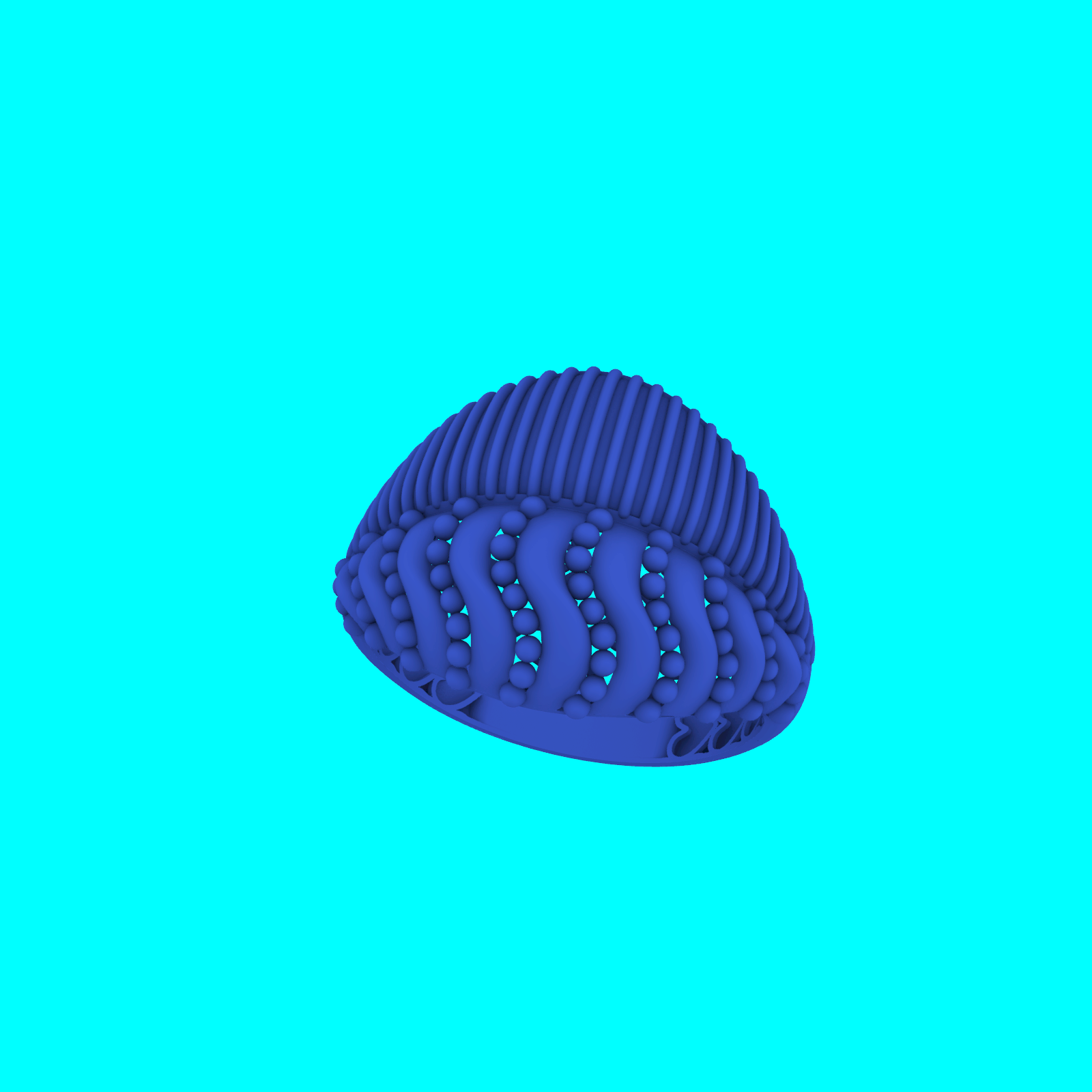 Wide Dome Ribbed Wavy Beaded Ring — view 5