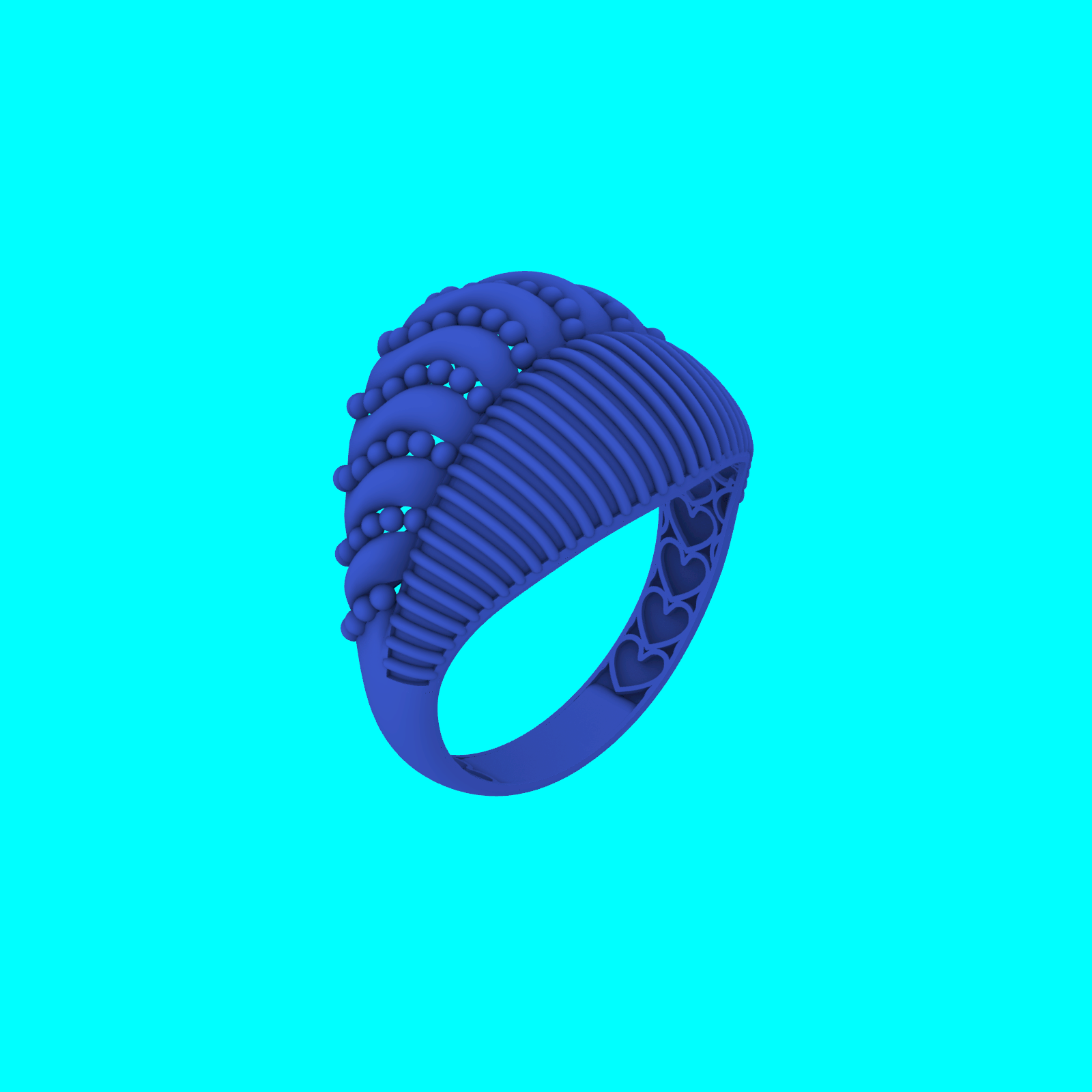 Wide Dome Ribbed Wavy Beaded Ring — view 7