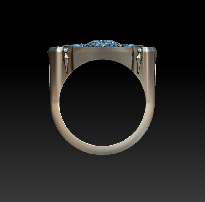 Cossack Warrior Relief Signet Ring with Tryzub Shoulders — view 7
