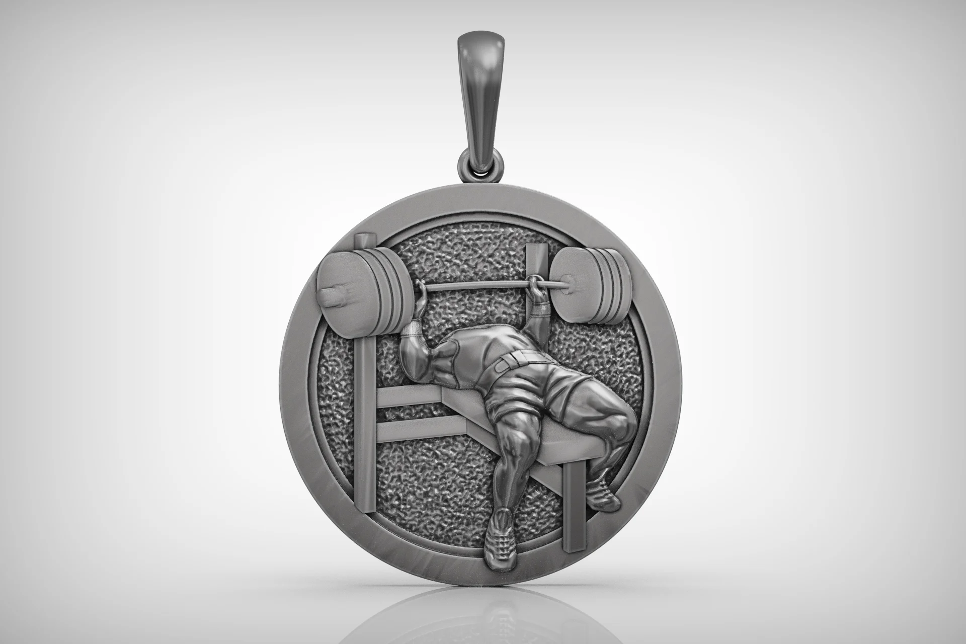 Weightlifter Bench Press Medallion Pendant — view 2