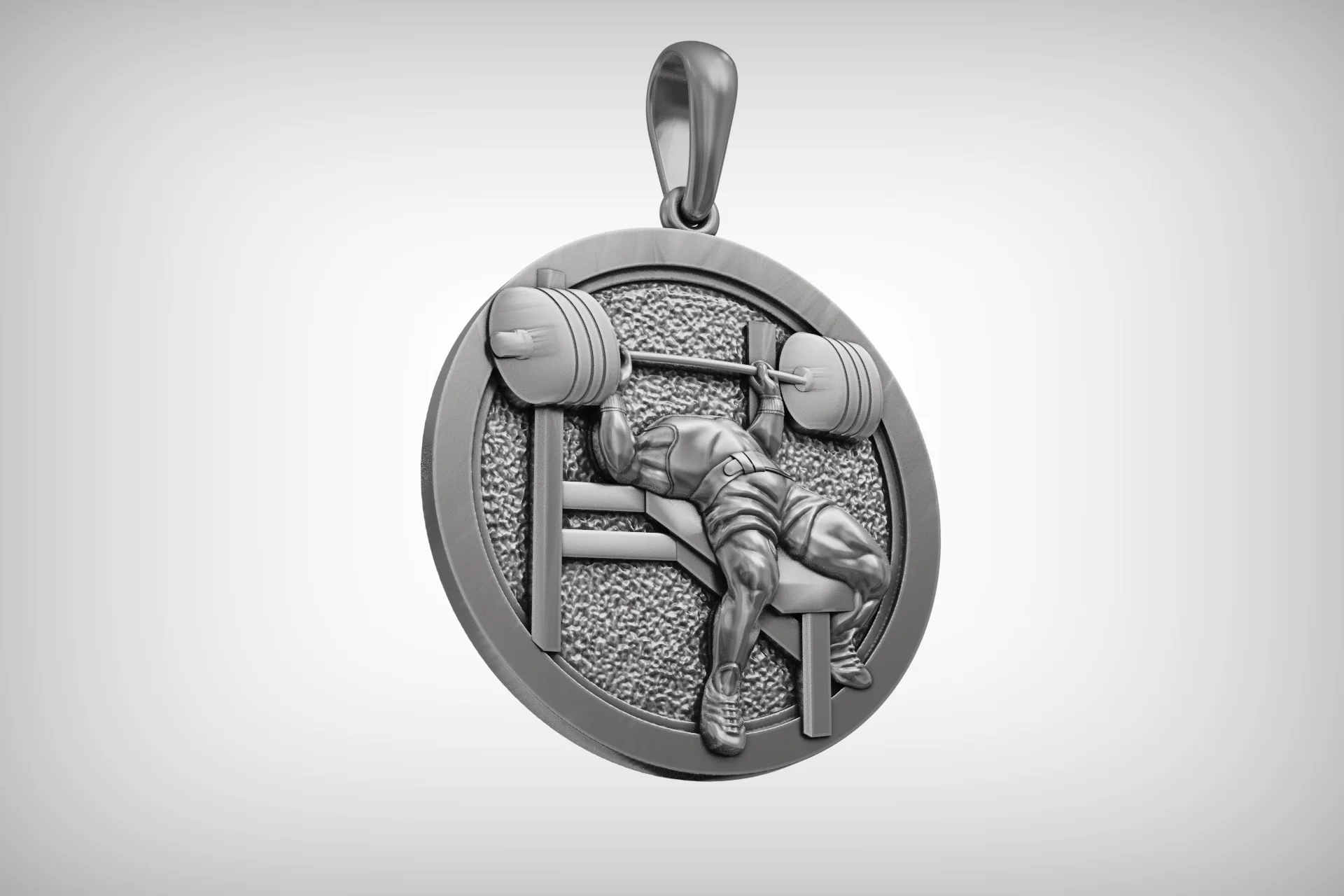 Weightlifter Bench Press Medallion Pendant