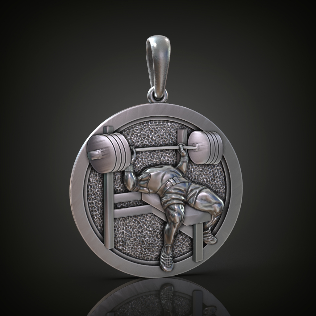 Weightlifter Bench Press Medallion Pendant — view 6