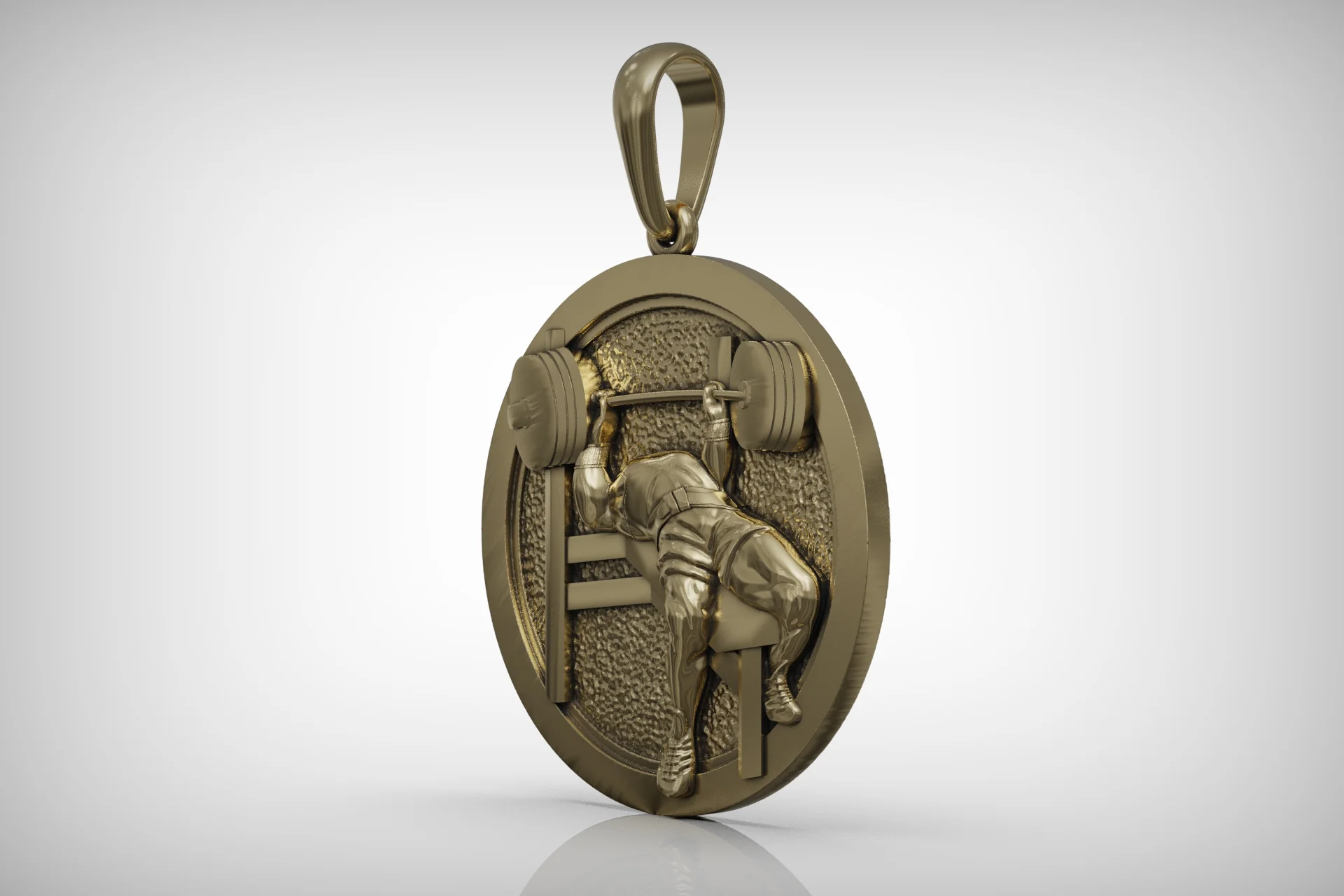Weightlifter Bench Press Medallion Pendant — view 4