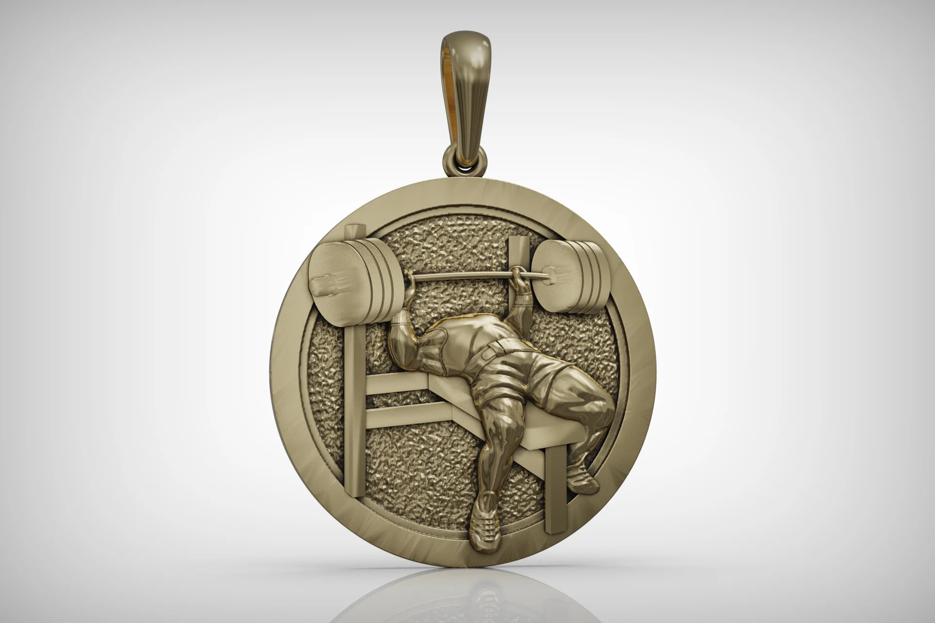 Weightlifter Bench Press Medallion Pendant — view 3