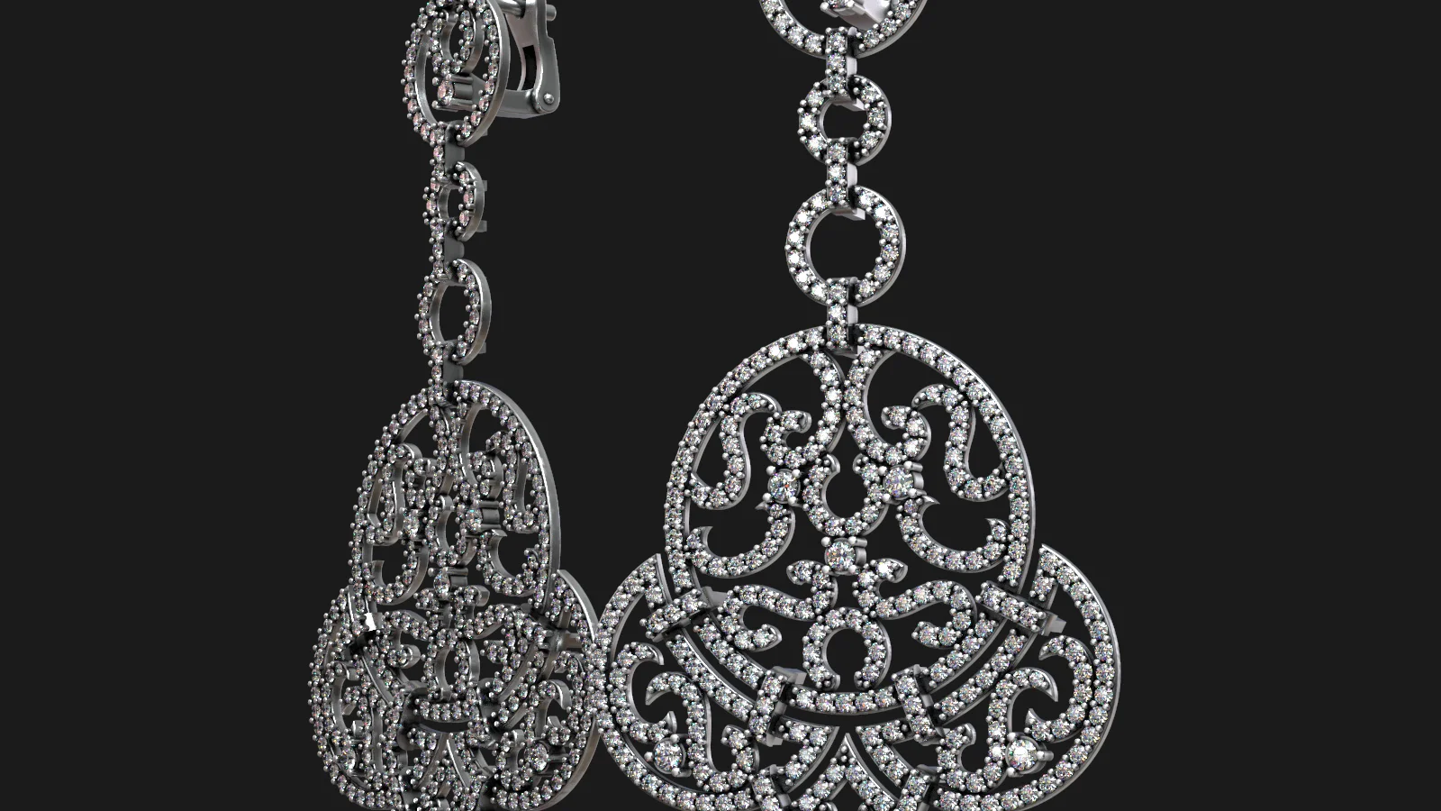 Luxury Designer Gold Round Diamond Earrings — view 2