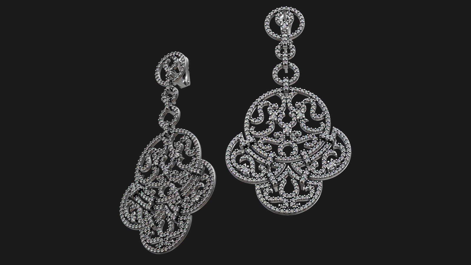Luxury Designer Gold Round Diamond Earrings — view 4
