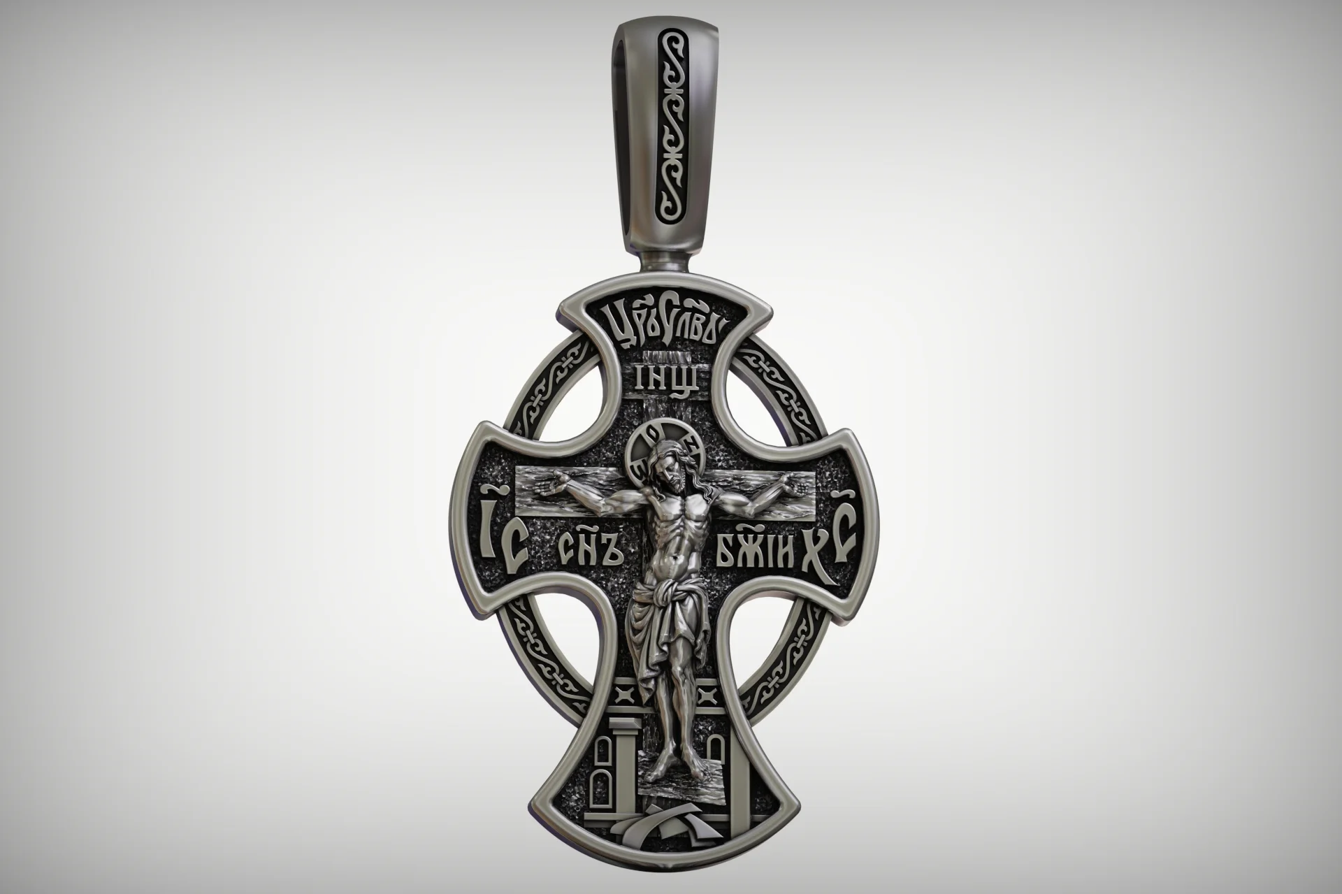 Eastern Orthodox Cross with Crucifixion & Pokrov Relief — view 7