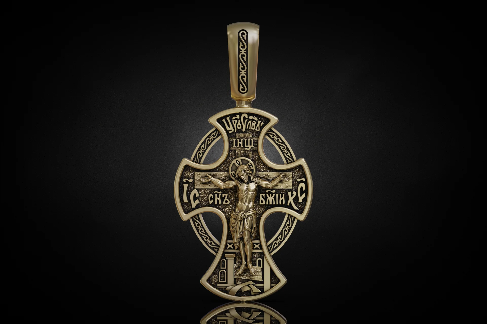 Eastern Orthodox Cross with Crucifixion & Pokrov Relief — view 5
