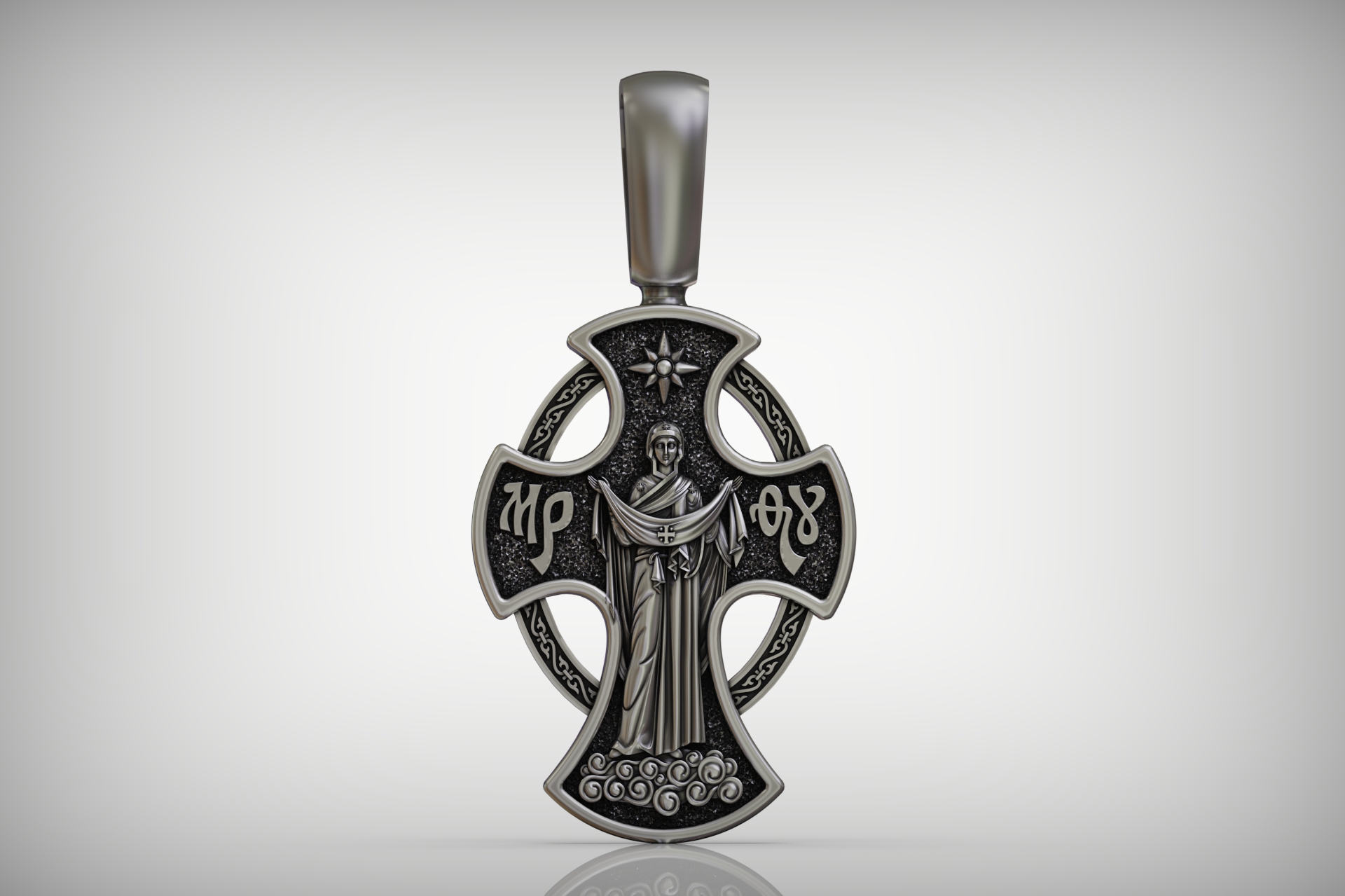 Eastern Orthodox Cross with Crucifixion & Pokrov Relief — view 8