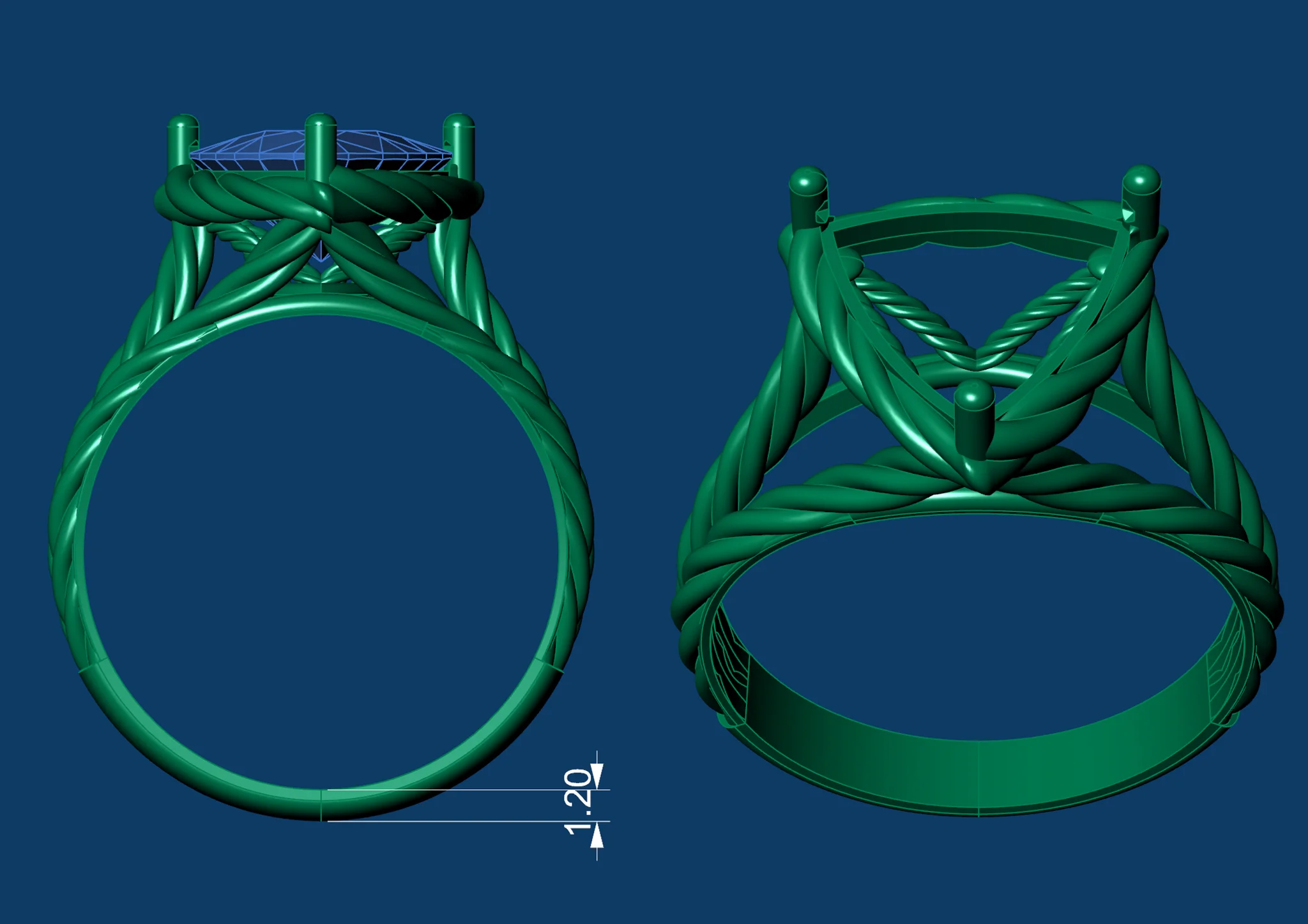 Solitaire Ring Women Delicate 3D Print — view 8