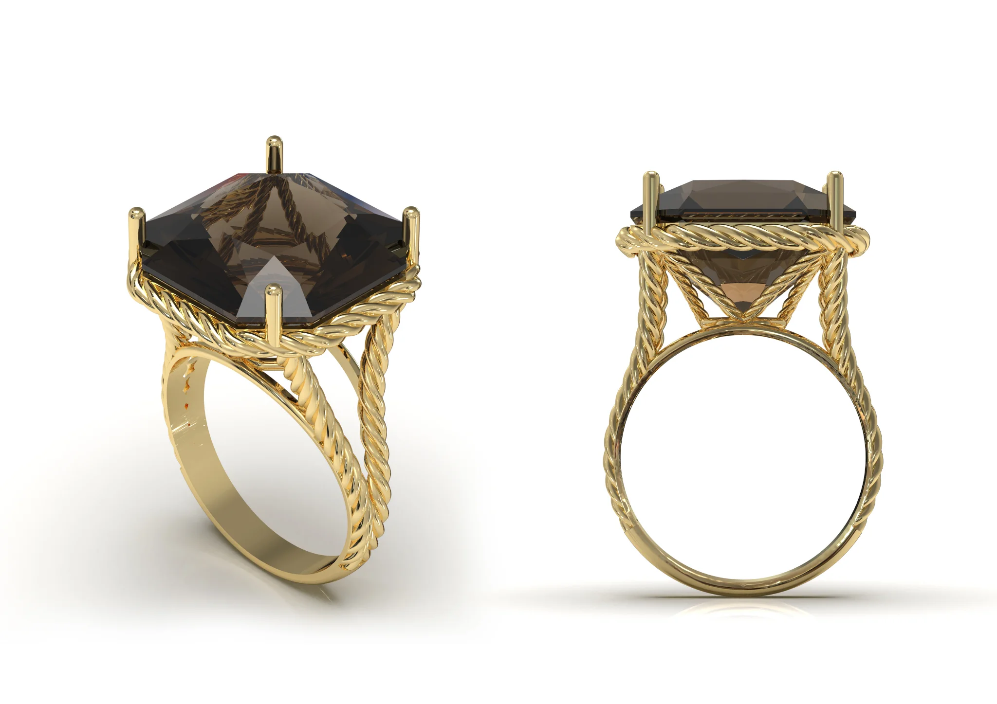 Solitaire Ring Women Delicate 3D Print — view 3