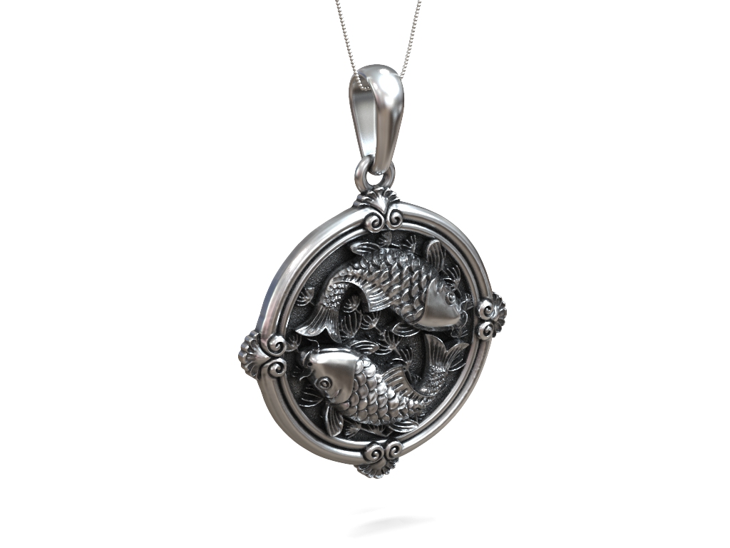 Koi Carp Pisces Zodiac Relief Medallion — view 7