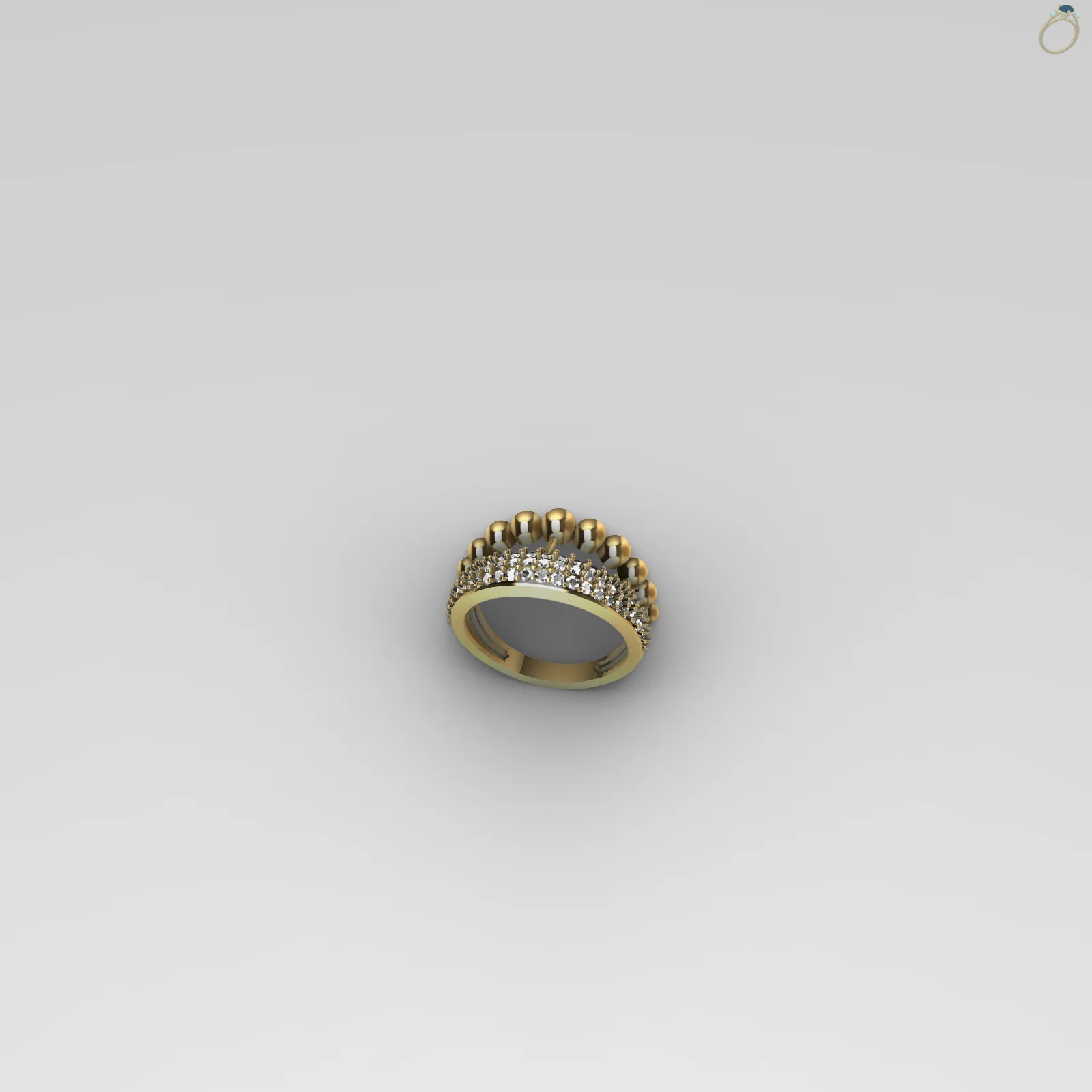 Double Row Band Ring with Bead and Gemstone Bands — view 5