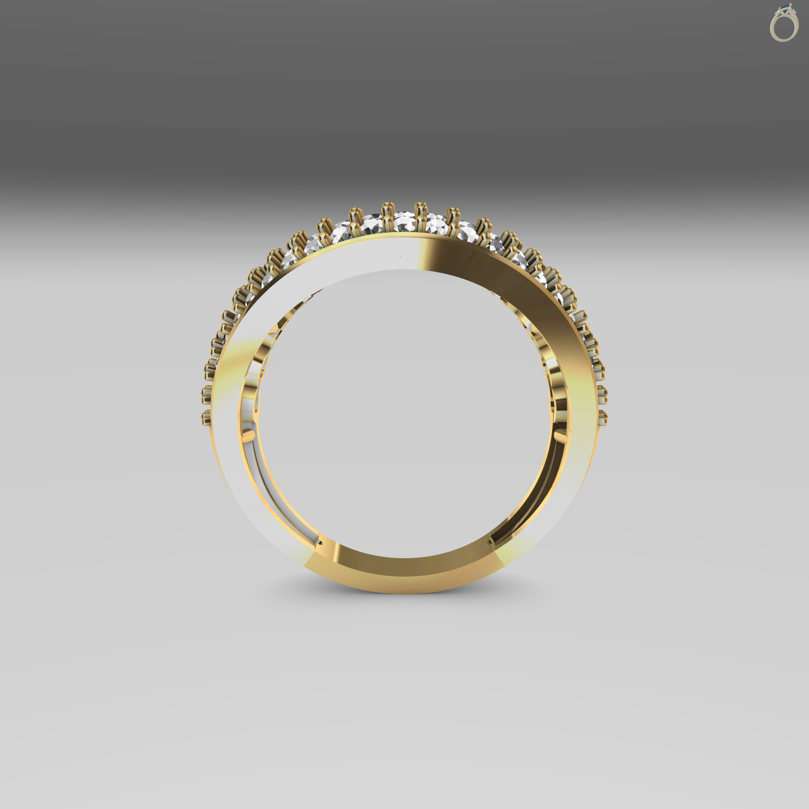 Double Row Band Ring with Bead and Gemstone Bands — view 3