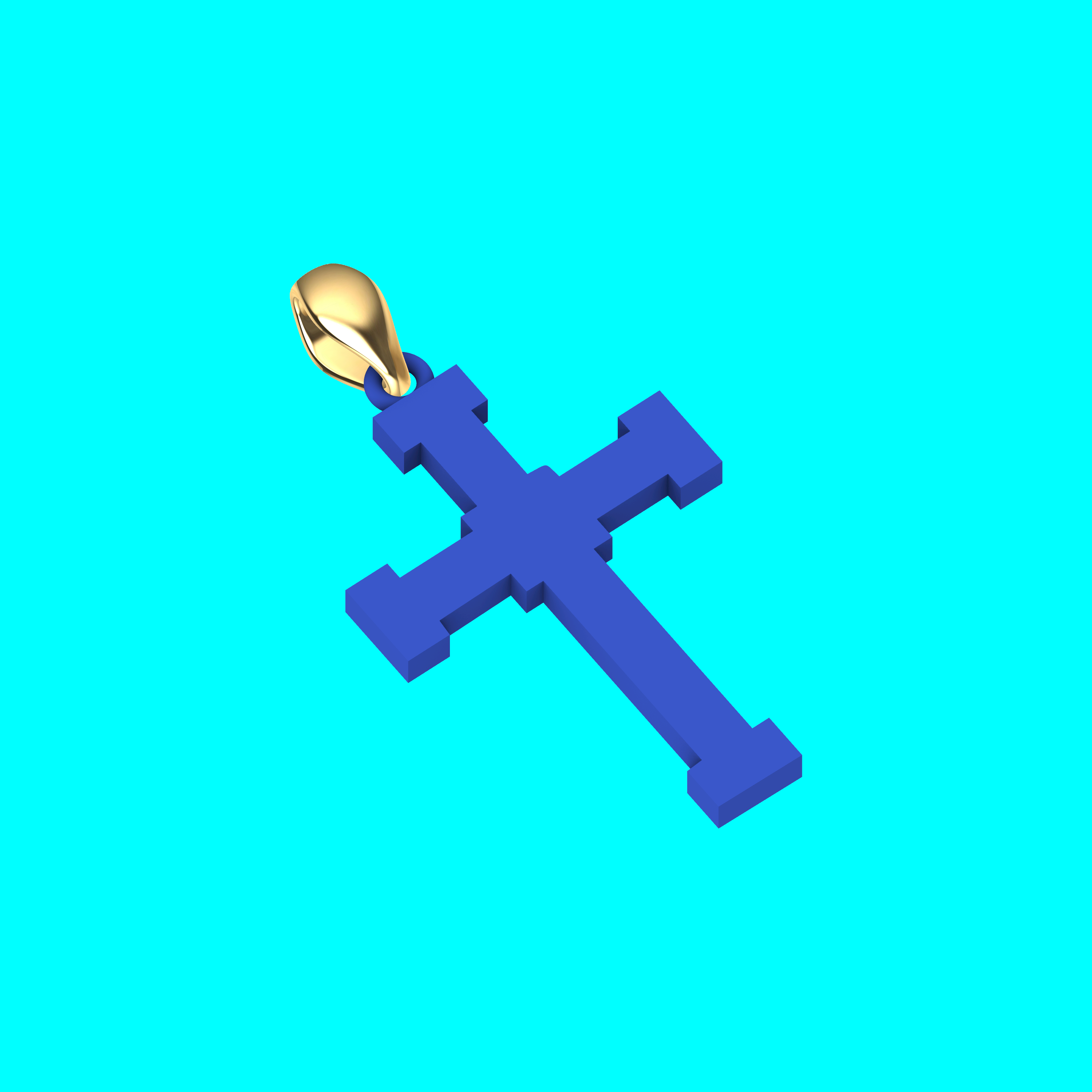 Cross Pendant with Bar Ends and Stepped Center — view 1