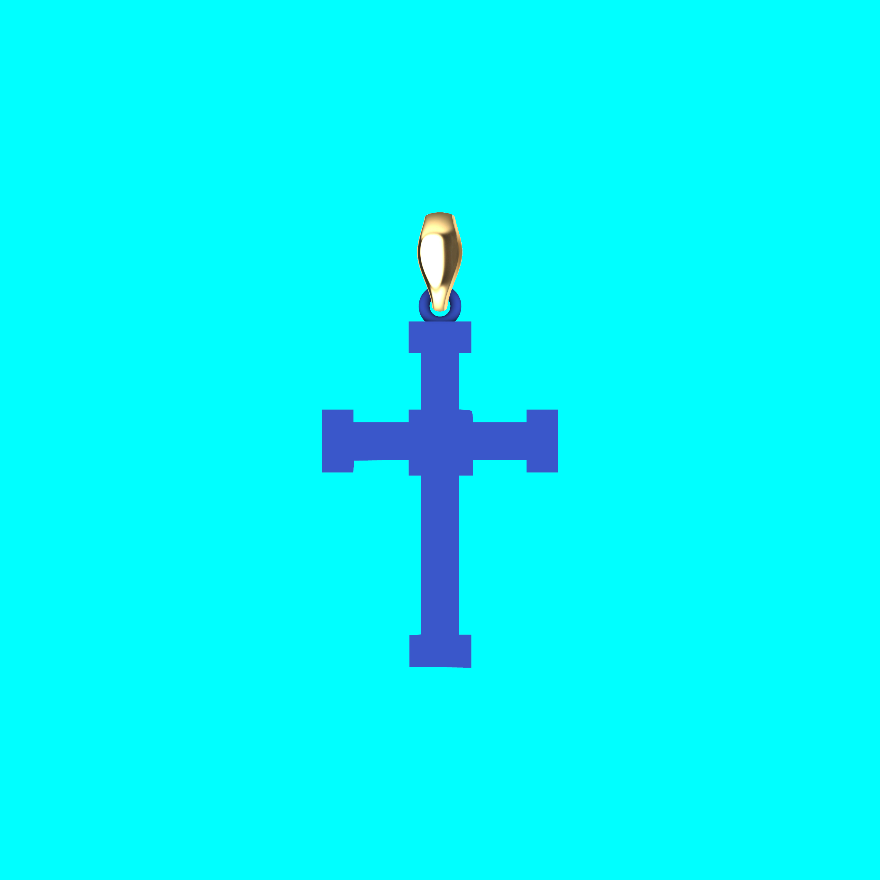 Cross Pendant with Bar Ends and Stepped Center — view 5
