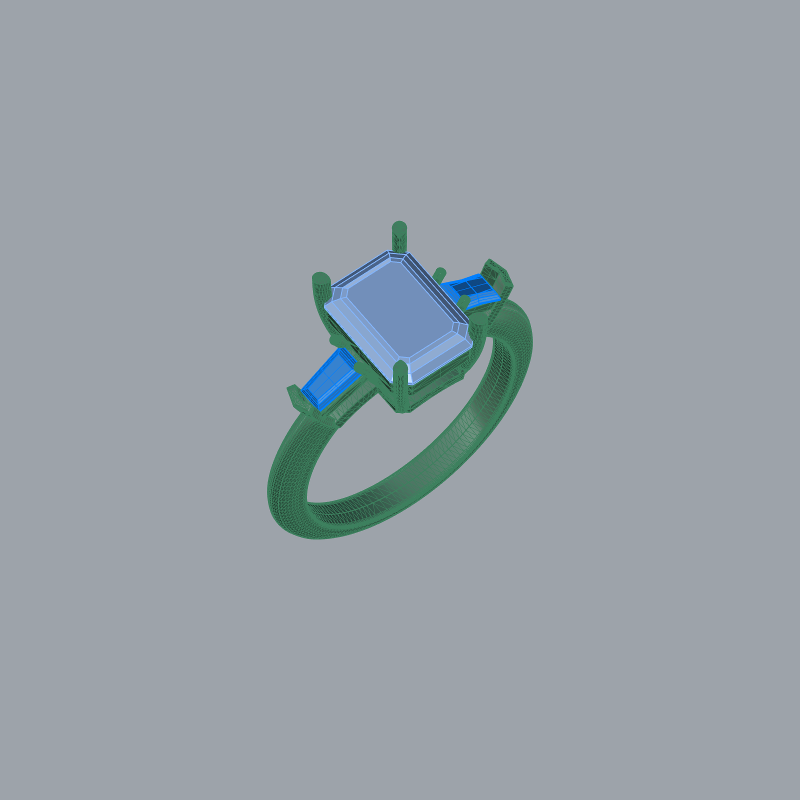 Three Stone Emerald Cut Baguette Diamond Ring