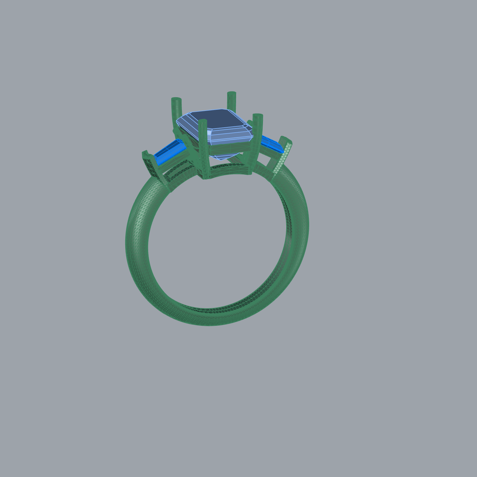 Three Stone Emerald Cut Baguette Diamond Ring — view 6