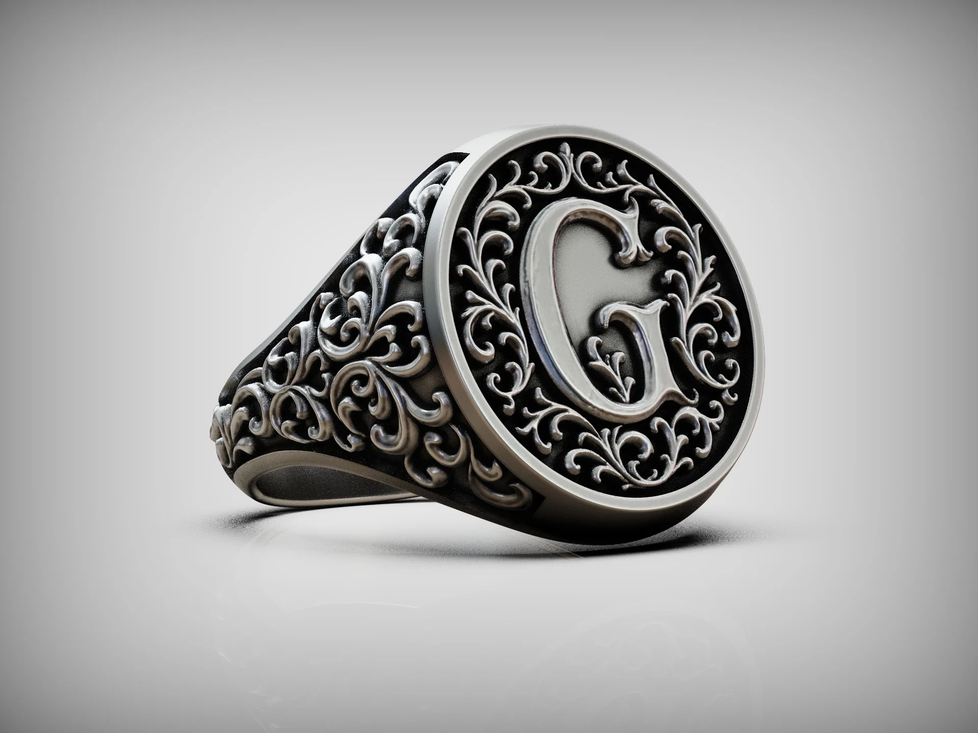 Vintage Ornate G Monogram Signet Ring — view 4