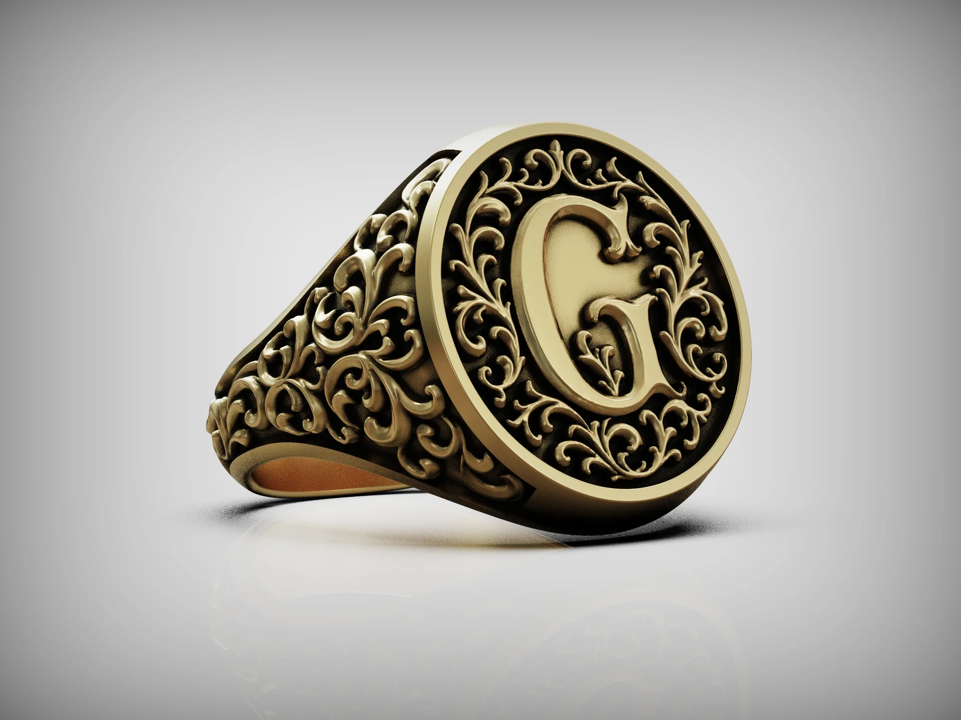 Vintage Ornate G Monogram Signet Ring — view 5