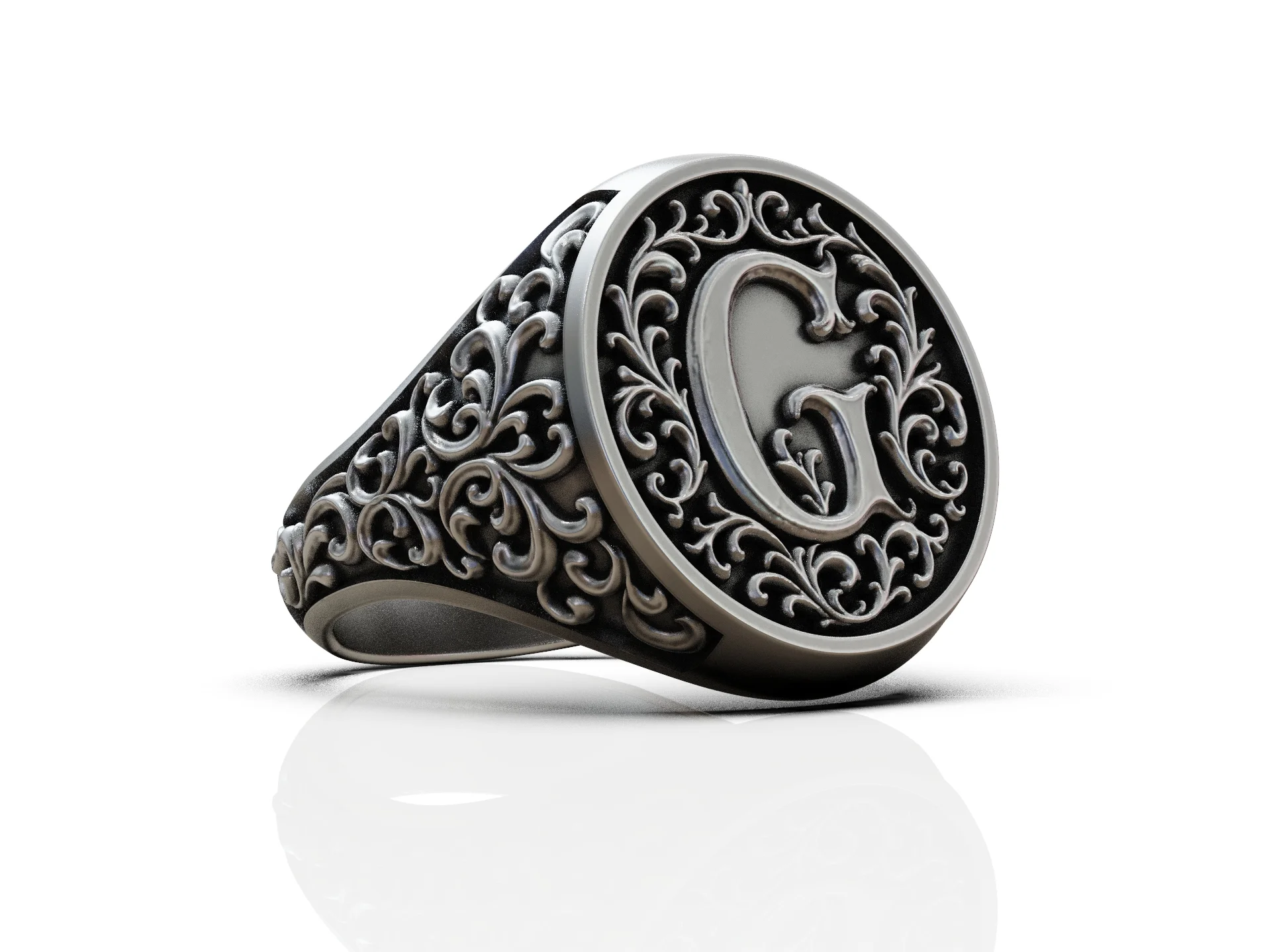 Vintage Ornate G Monogram Signet Ring — view 7
