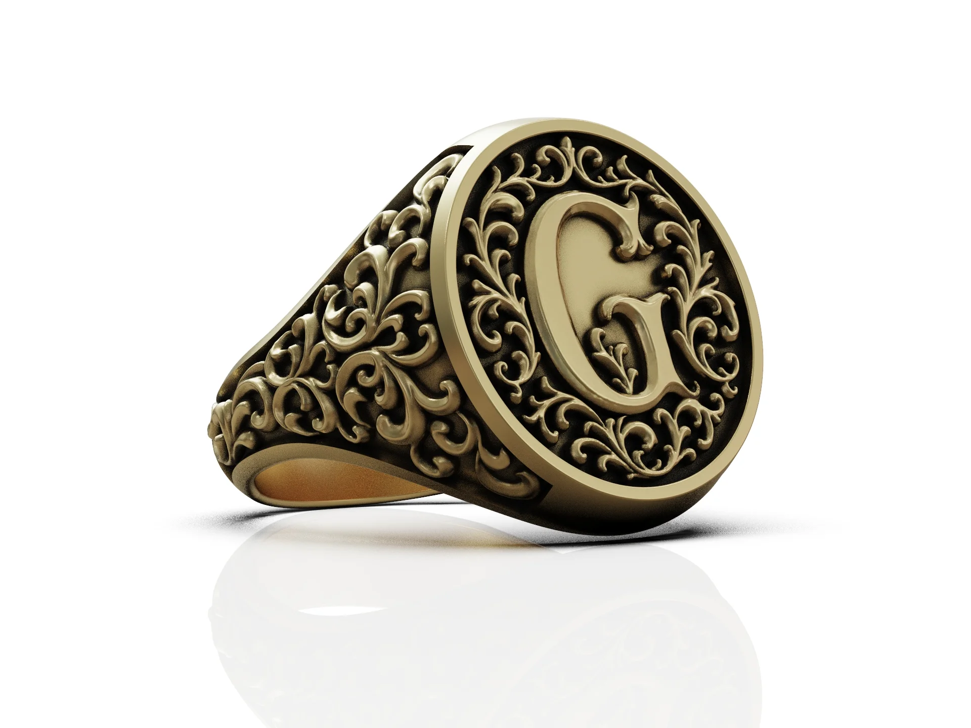 Vintage Ornate G Monogram Signet Ring — view 6