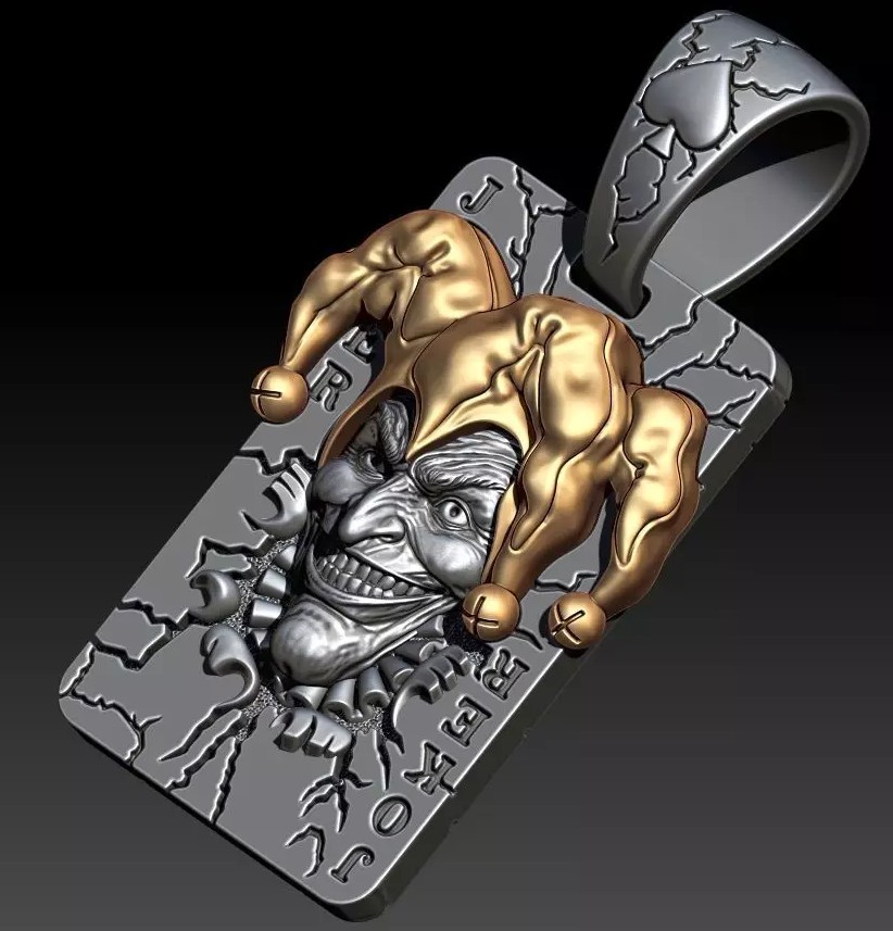 Joker Playing Card Pendant | Jewelry 3D Model STL — view 7