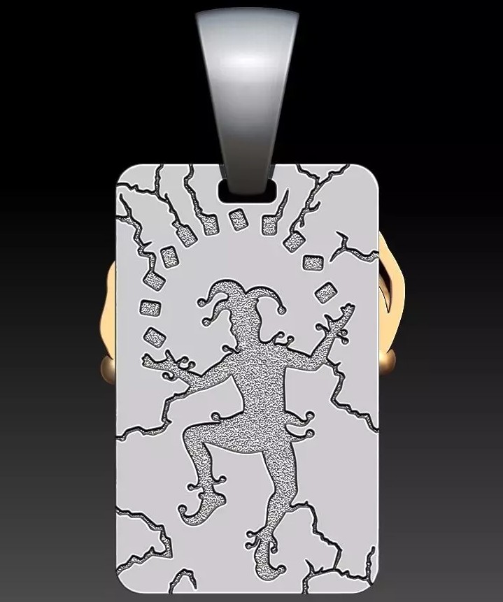 Joker Playing Card Pendant | Jewelry 3D Model STL — view 8