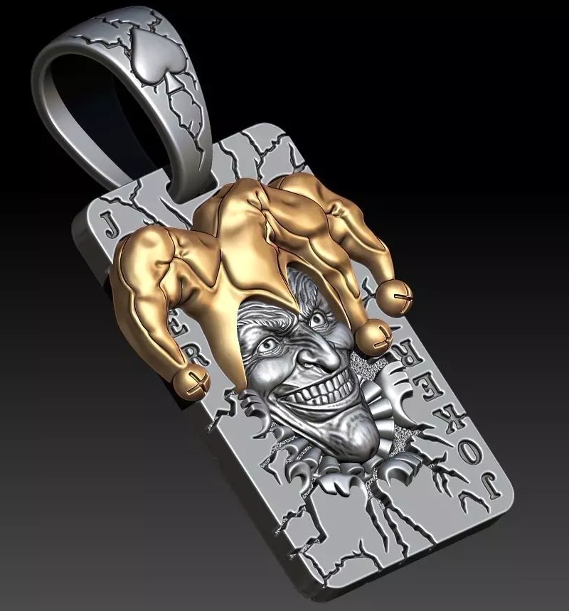 Joker Playing Card Pendant | Jewelry 3D Model STL — view 6