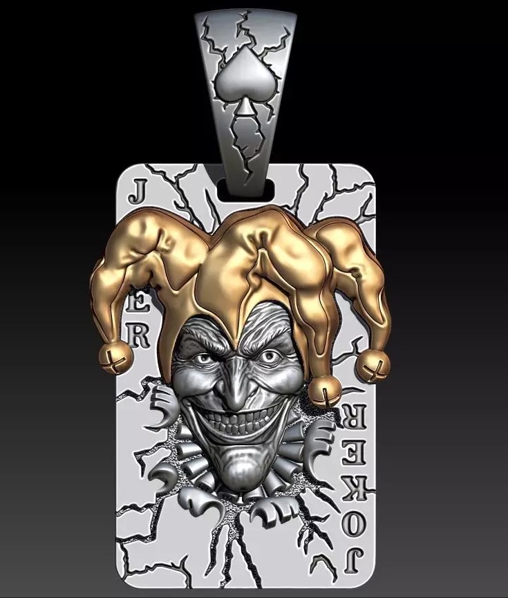 Joker Playing Card Pendant | Jewelry 3D Model STL — view 5