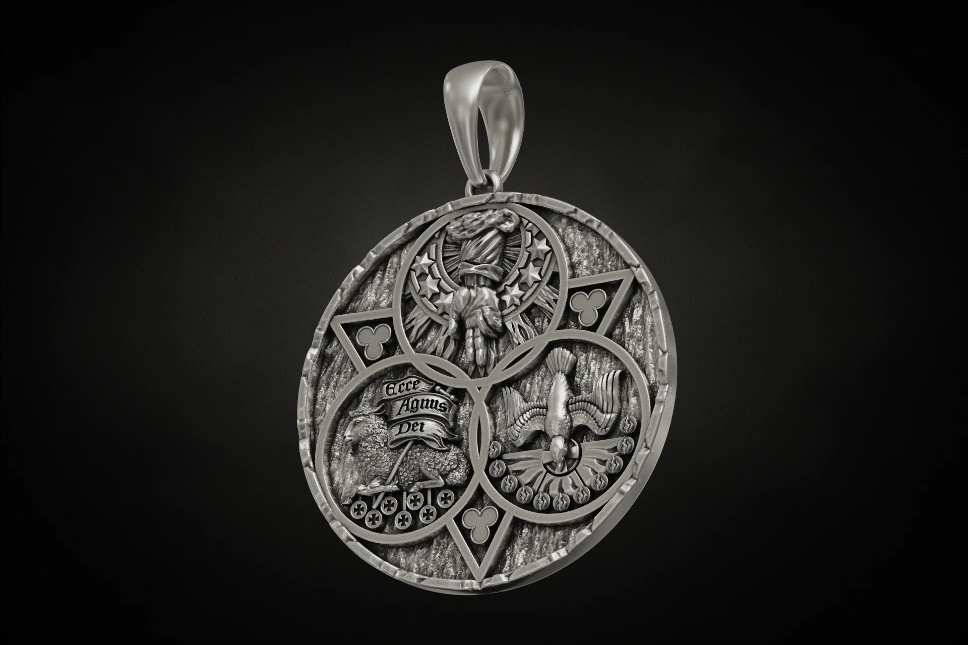 Christian Holy Trinity Medallion Pendant — view 3