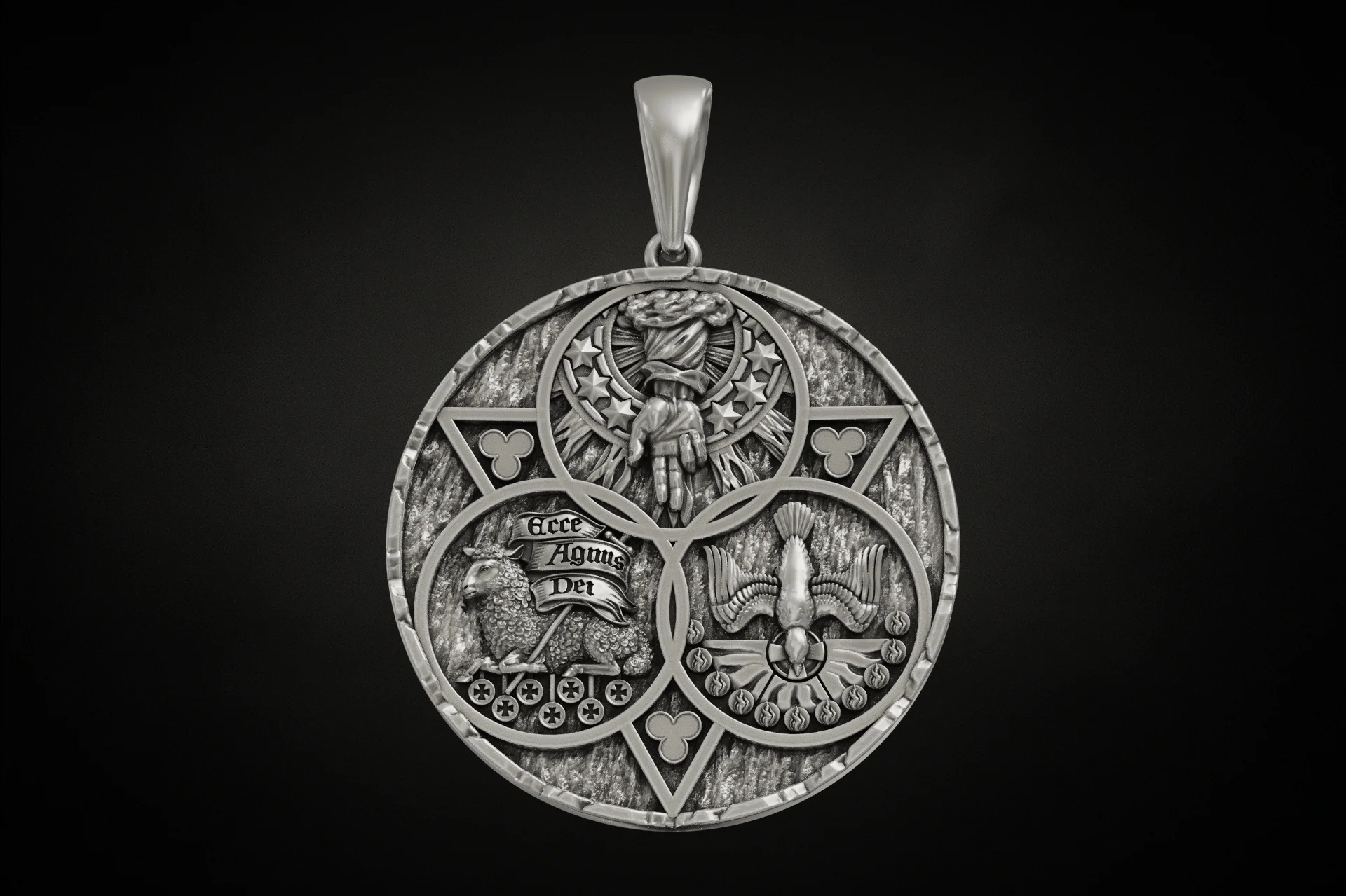 Christian Holy Trinity Medallion Pendant — view 2