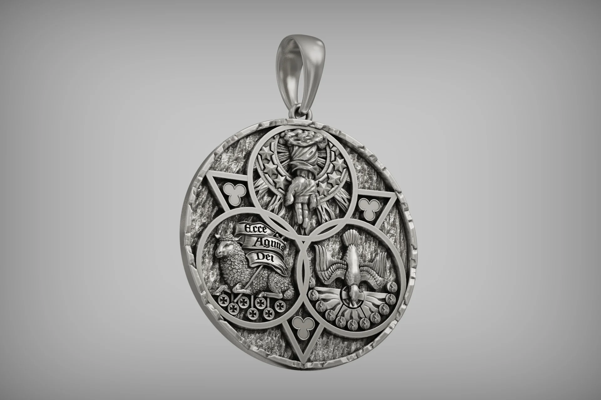 Christian Holy Trinity Medallion Pendant — view 5
