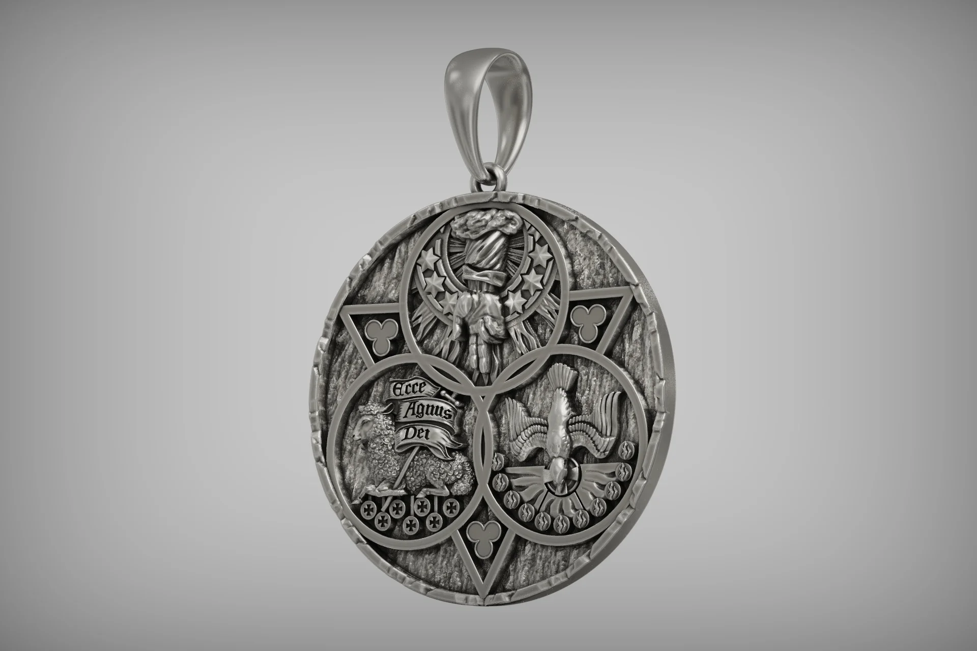 Christian Holy Trinity Medallion Pendant — view 6