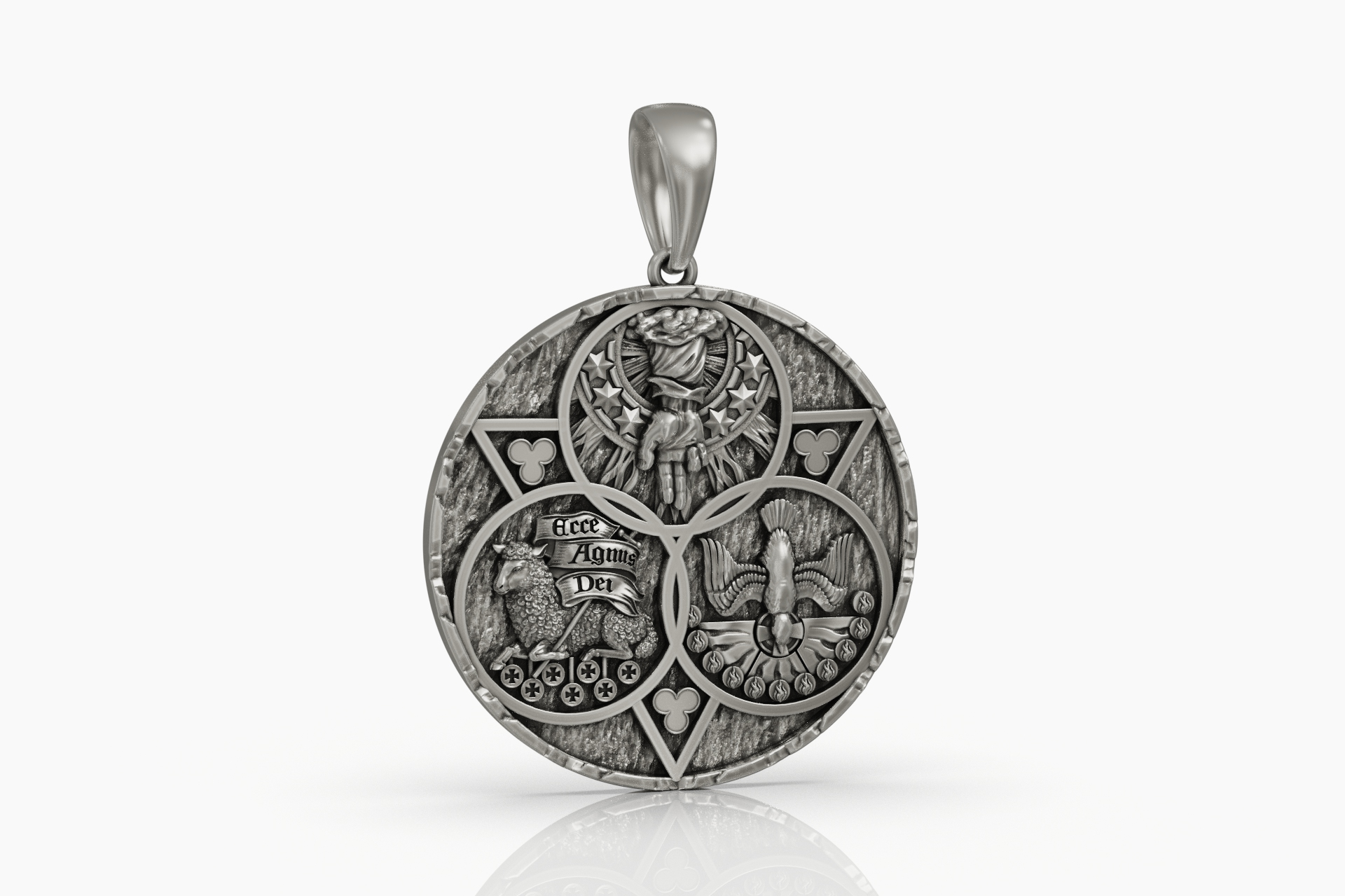 Christian Holy Trinity Medallion Pendant — view 4
