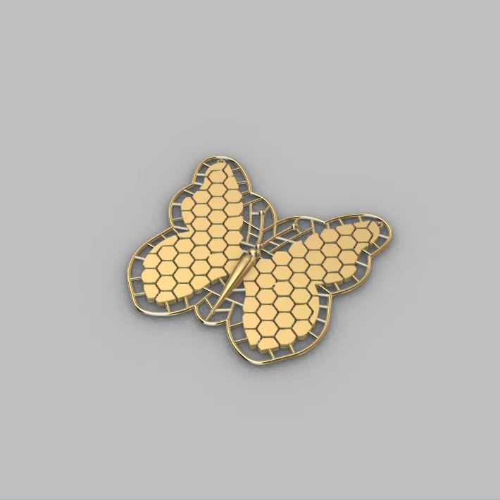 Symmetrical Openwork Butterfly Honeycomb Motif Pendant — view 3