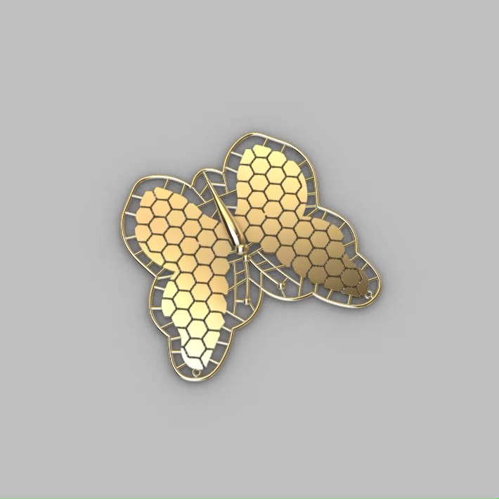 Symmetrical Openwork Butterfly Honeycomb Motif Pendant — view 2