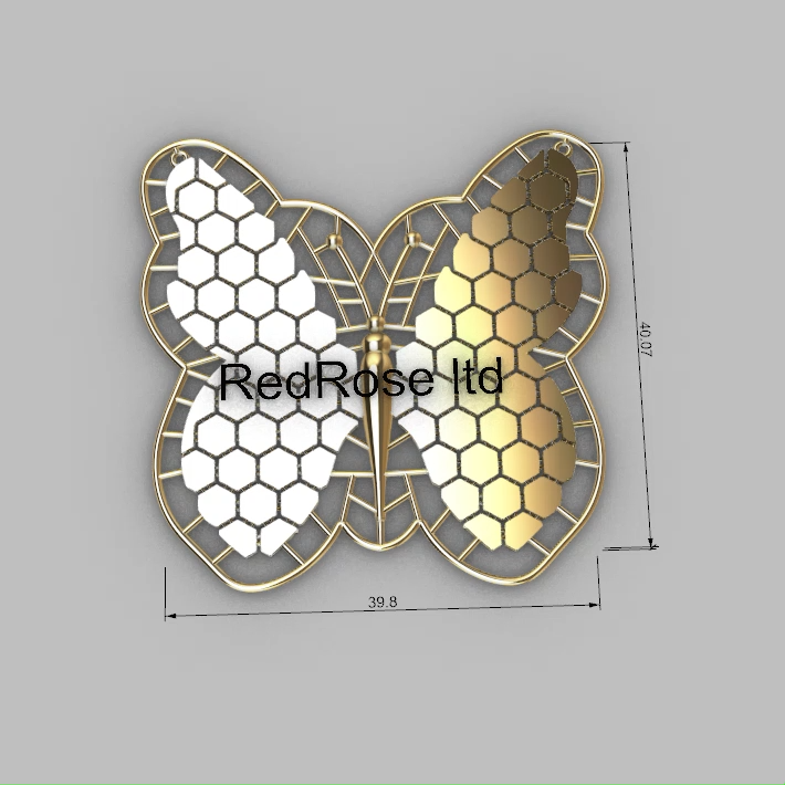 Symmetrical Openwork Butterfly Honeycomb Motif Pendant