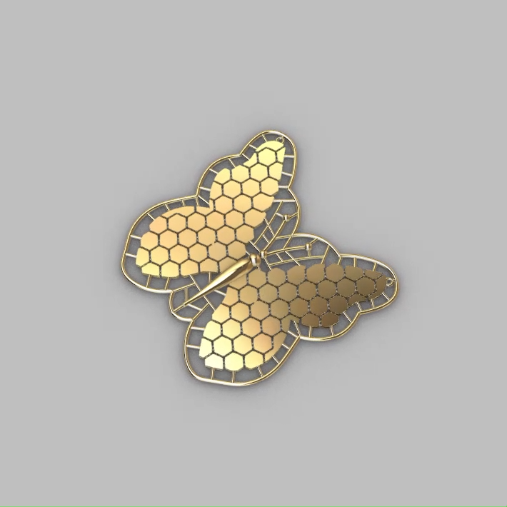 Symmetrical Openwork Butterfly Honeycomb Motif Pendant — view 7