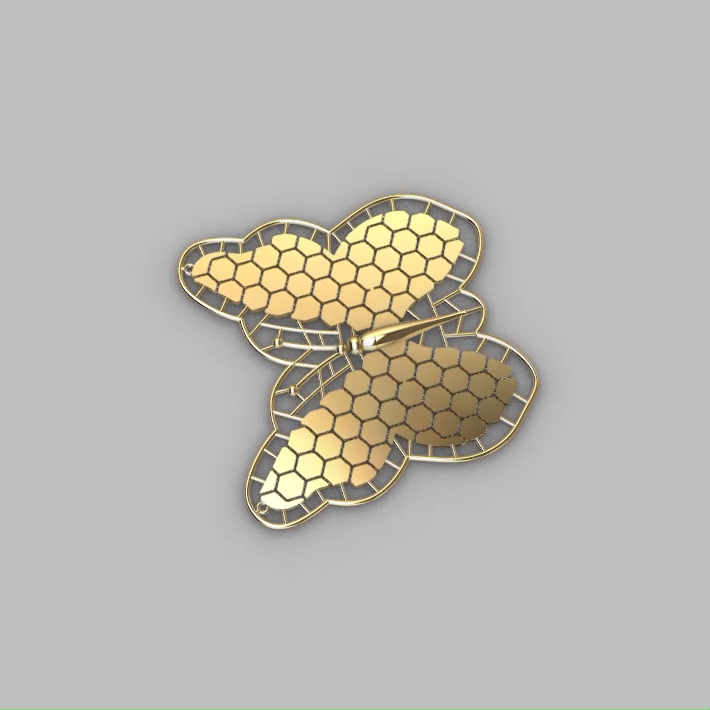 Symmetrical Openwork Butterfly Honeycomb Motif Pendant — view 4